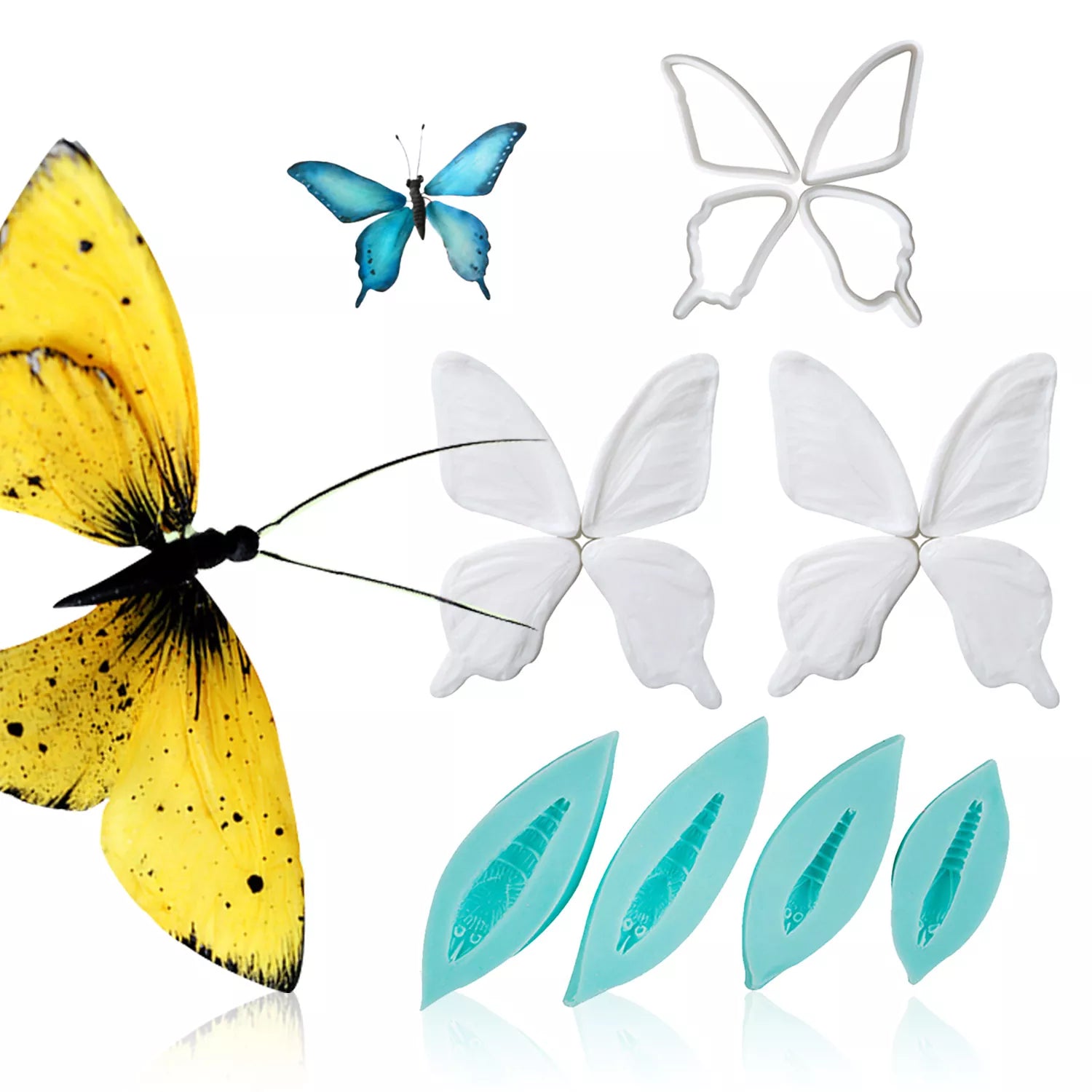 Realistic Butterfly Sugar Paste Cutting And Embossing Silicone Mold Set