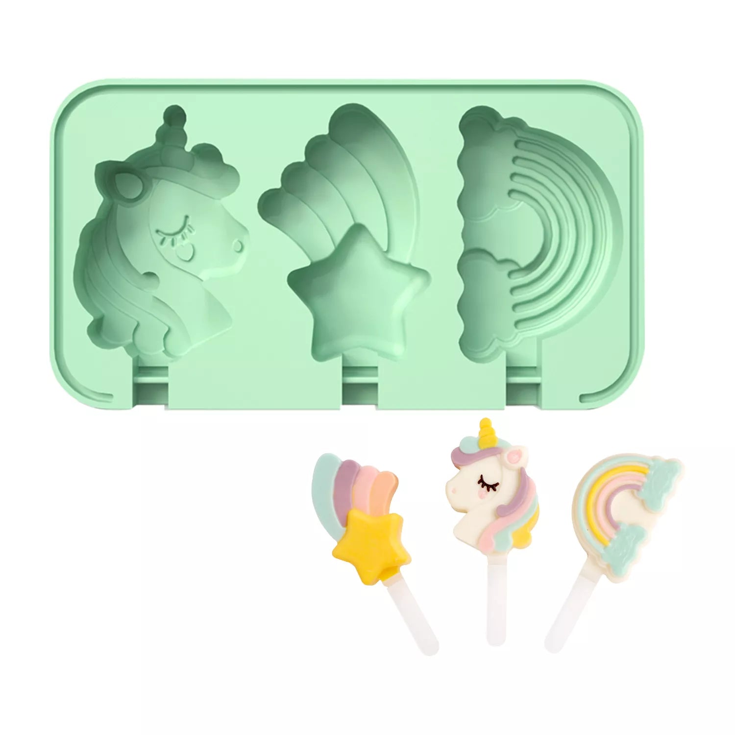 3-Cavity Cartoon Animal Ice Cream Silicone Mold
