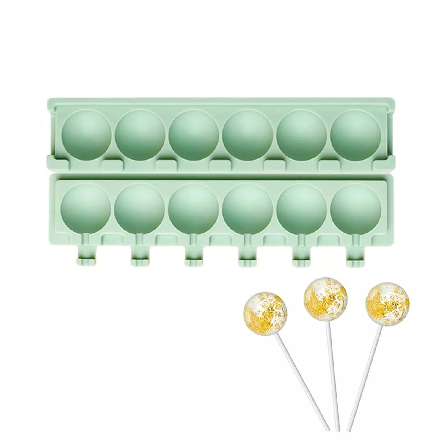 6-Cavity Round Ball Lollipop Silicone Mold