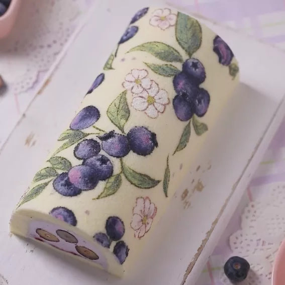 Hand-Painted Blueberry Swiss Roll Cake Masterclass