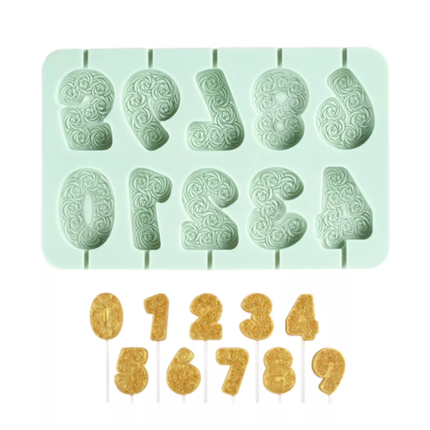Number Lollipop Silicone Mold