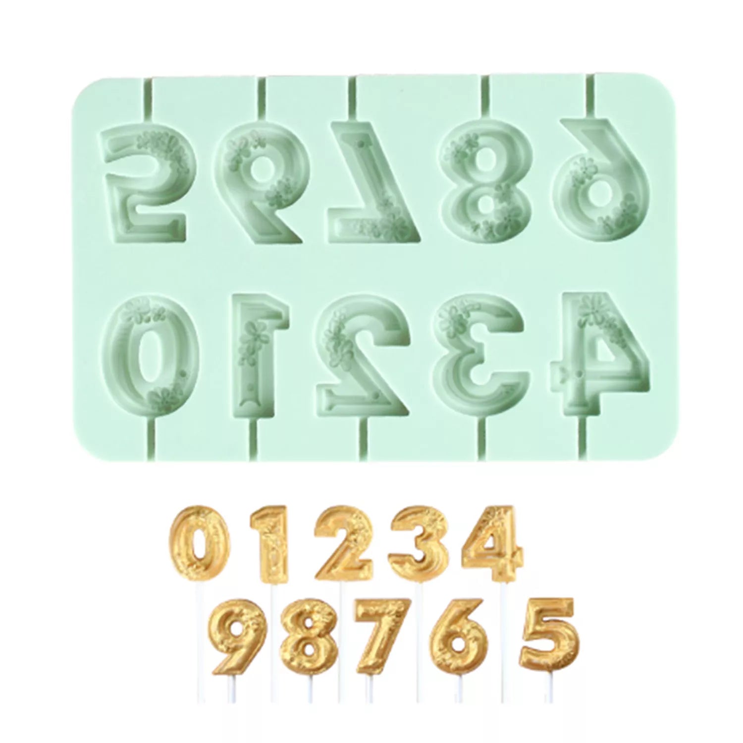 Number Lollipop Silicone Mold