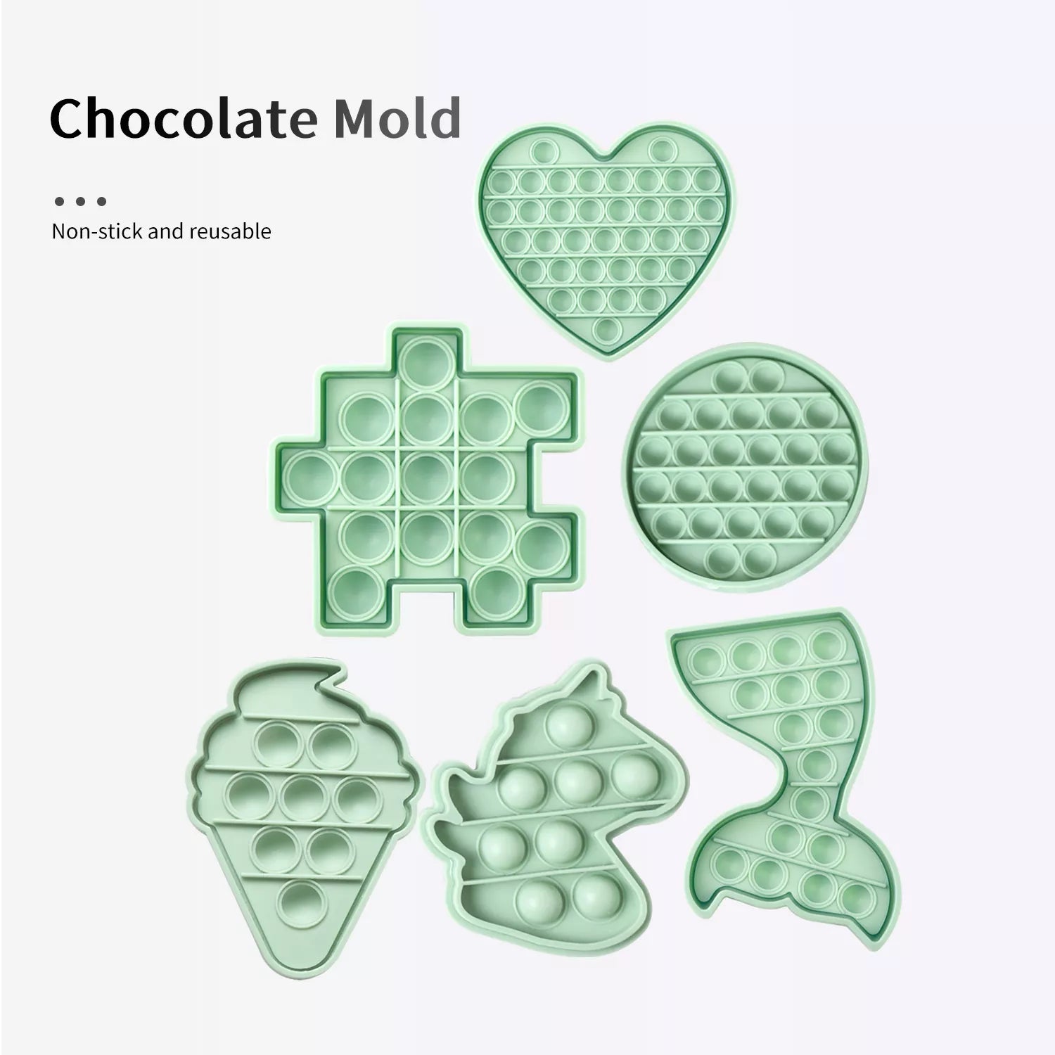 Round, Fish Tail, Torch, Heart-Shaped Chocolate Mold