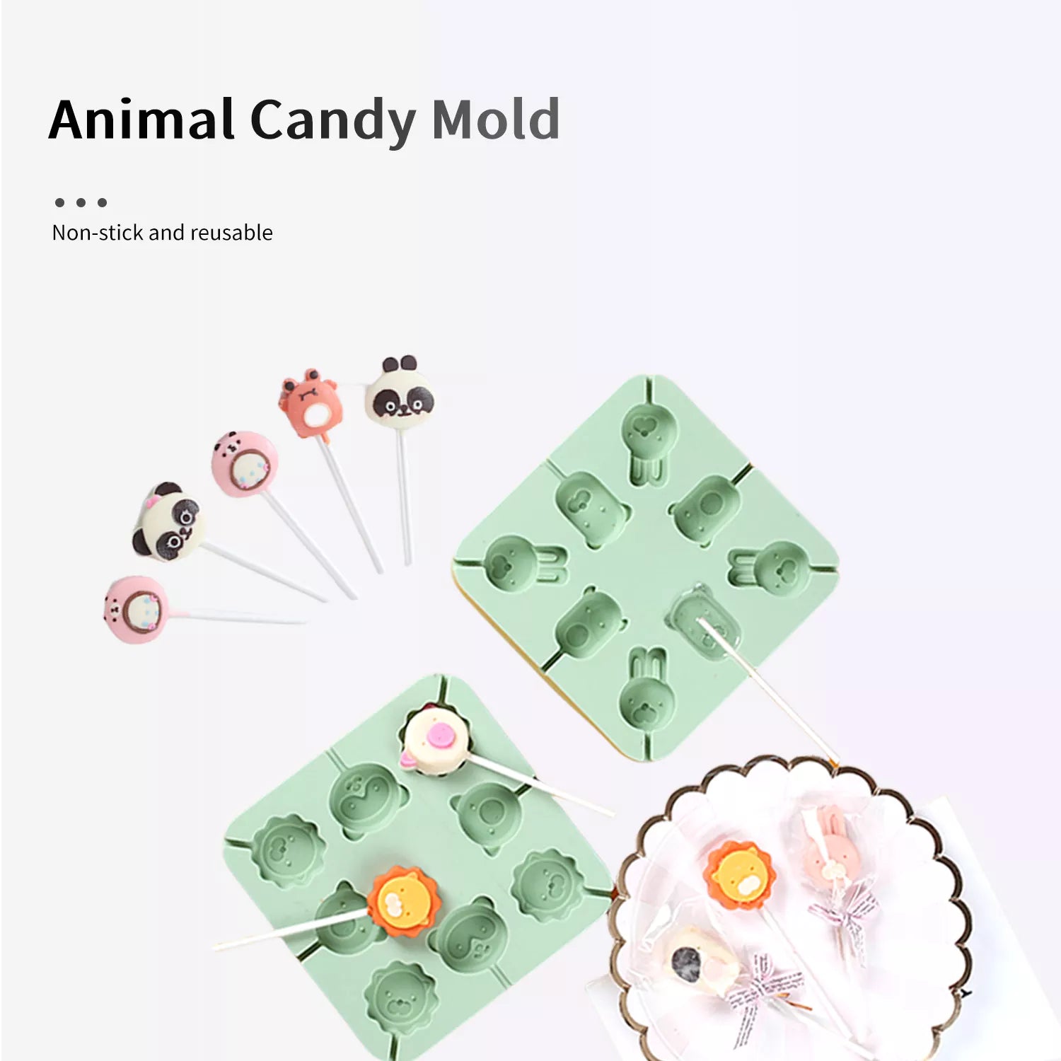 Cartoon Animal Lollipop Silicone Mold