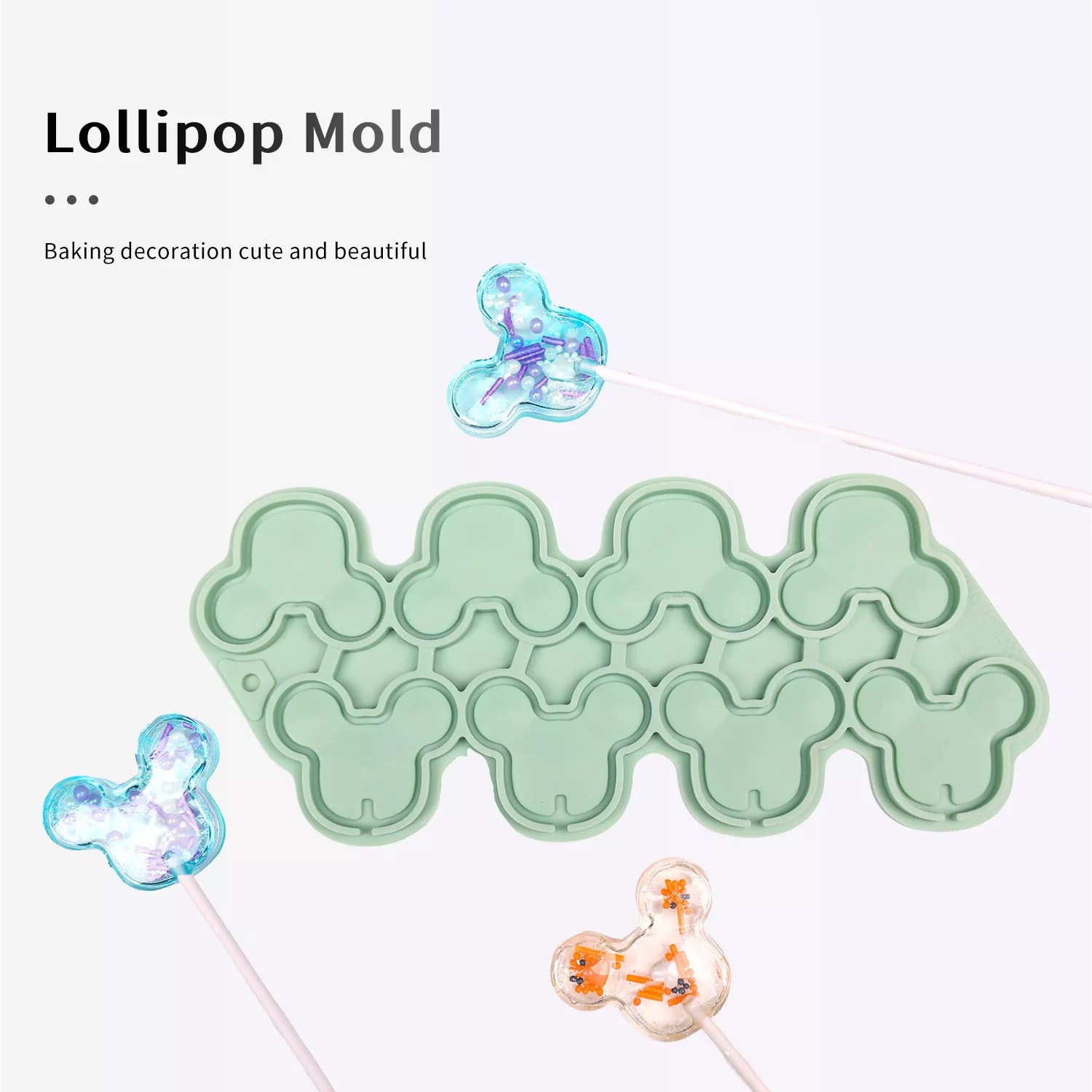 Heart-shaped, Hexagonal, Mouse, Circular Lollipop Silicone Mold with Upper and Lower Covers