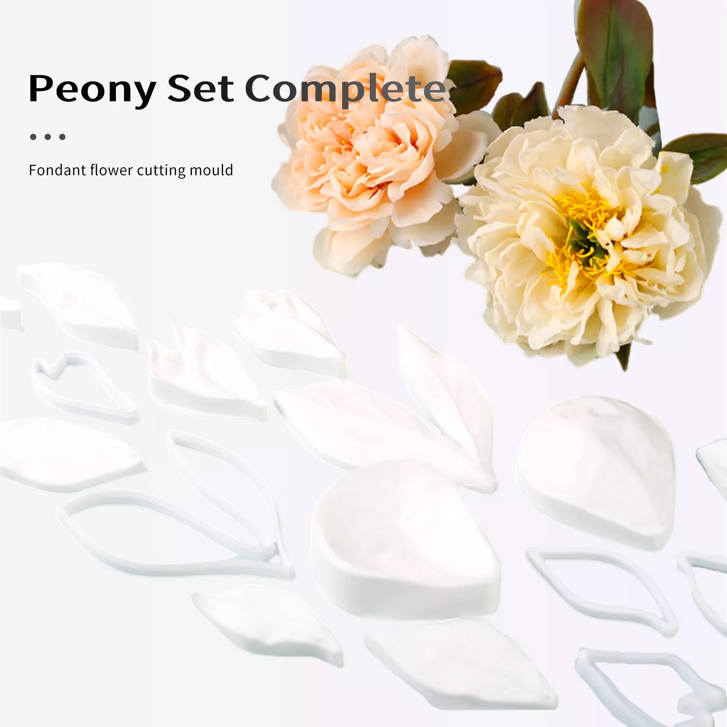 Realistic Peony Sugar Paste Cutting And Embossing Silicone Mold Set