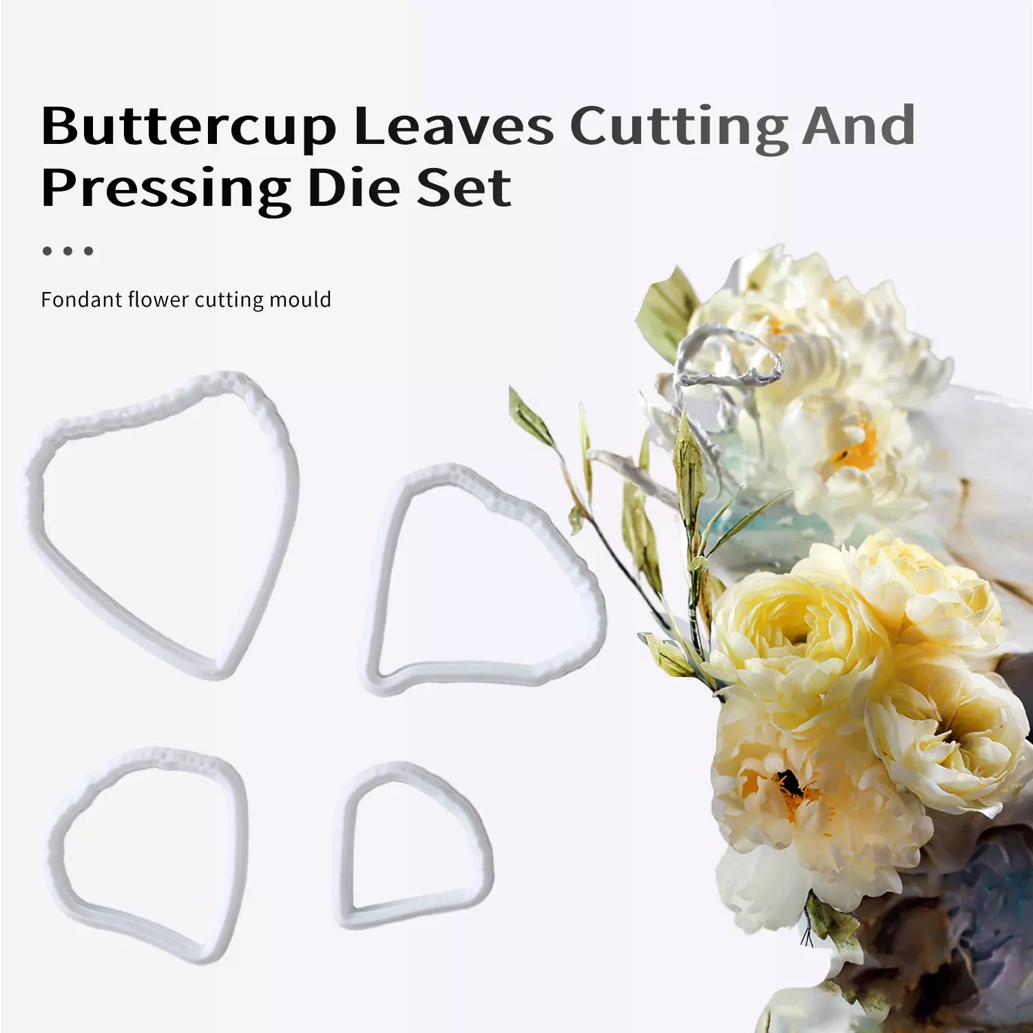 Realistic Ranunculus Leaf Sugar Paste Cutting And Embossing Silicone Mold Set
