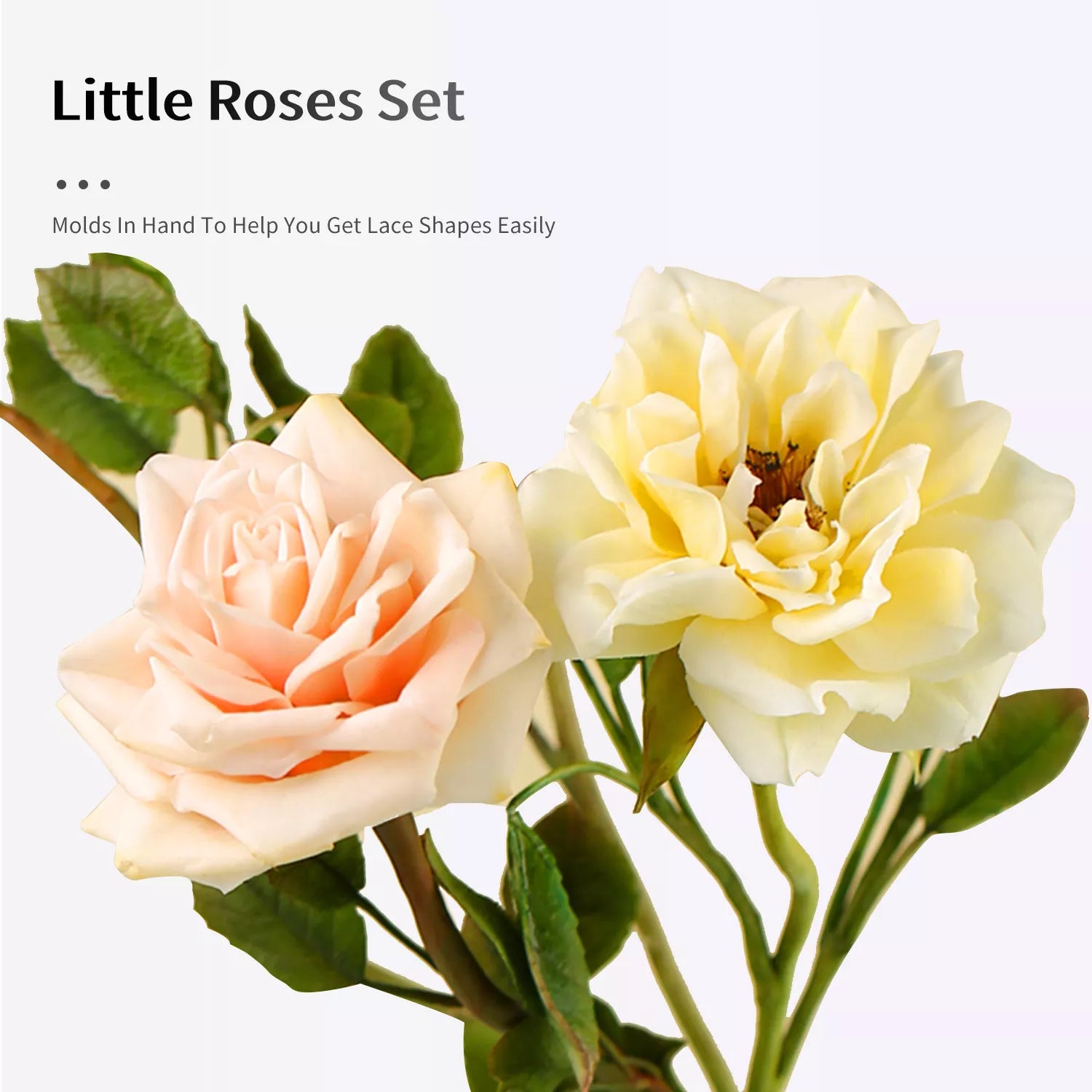 Realistic Small Rose Sugar Paste Cutting And Embossing Silicone Mold Set