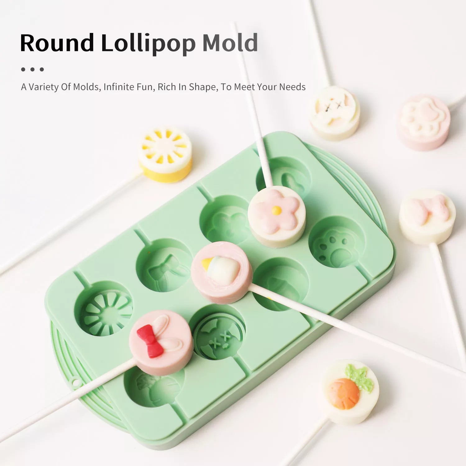 6-Cavity Circular Lollipop Silicone Mold