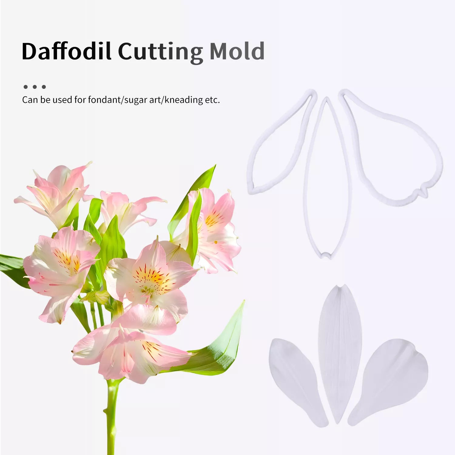Realistic Narcissus and Alstroemeria Leaf Sugar Paste Cutting And Embossing Silicone Mold Set