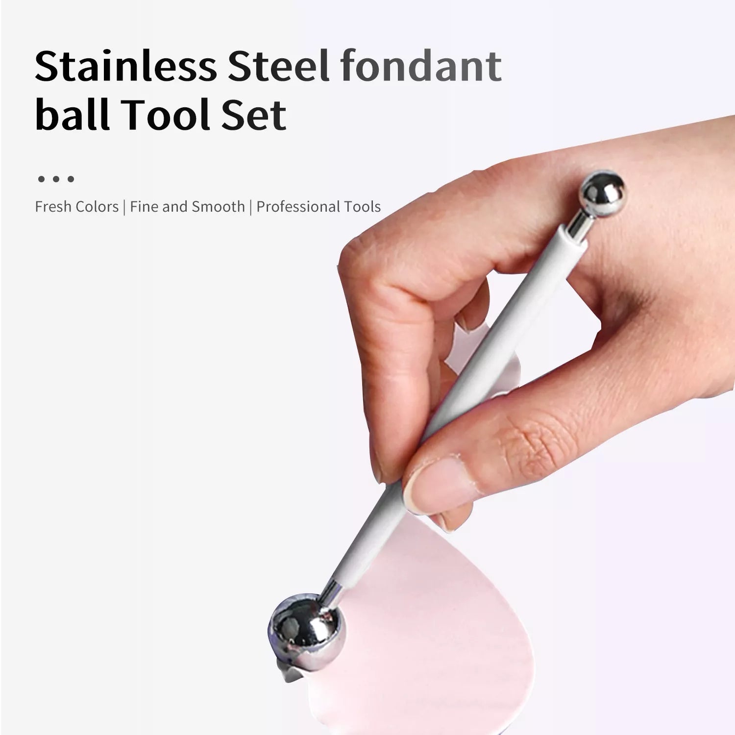White Stainless Steel Ball Cutter Set of 4