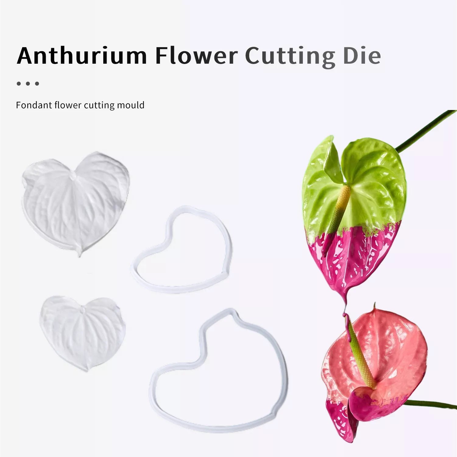 Realistic Anthurium Sugar Paste Cutting And Embossing Silicone Mold Set