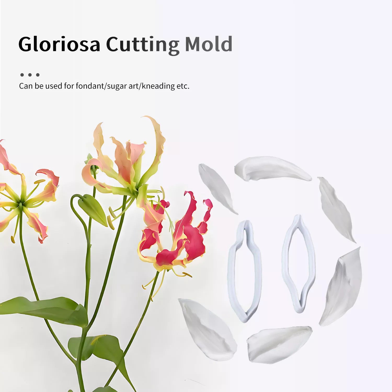 Realistic Gloriosa Lily Sugar Paste Cutting And Embossing Silicone Mold Set