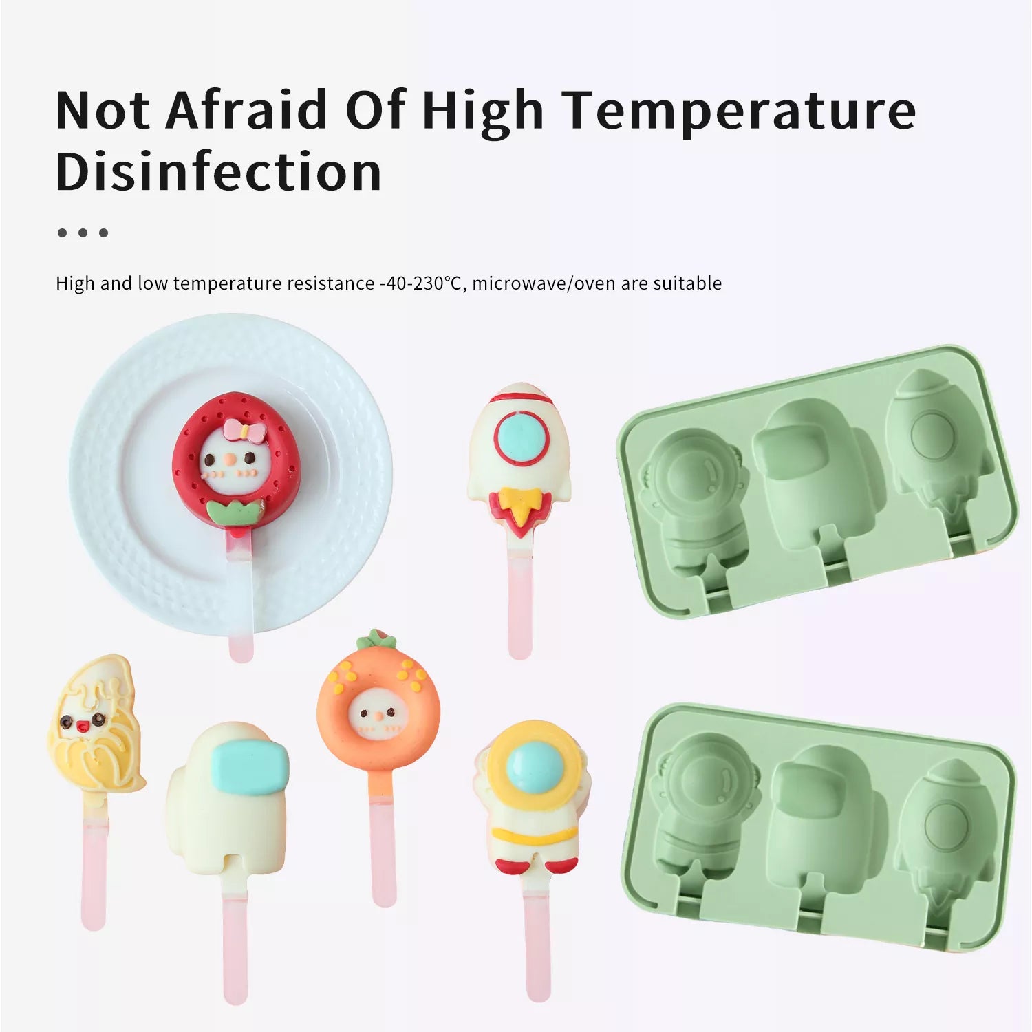 3-Cavity Cartoon Animal Ice Cream Silicone Mold
