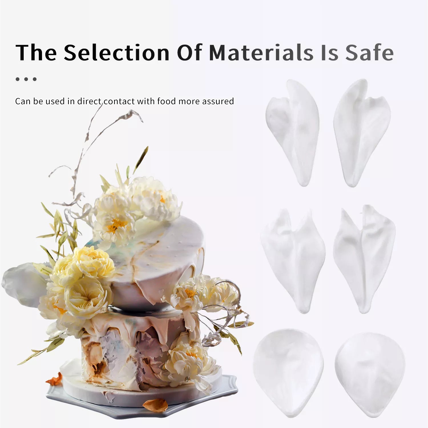 Realistic Peony Sugar Paste Cutting And Embossing Silicone Mold Set