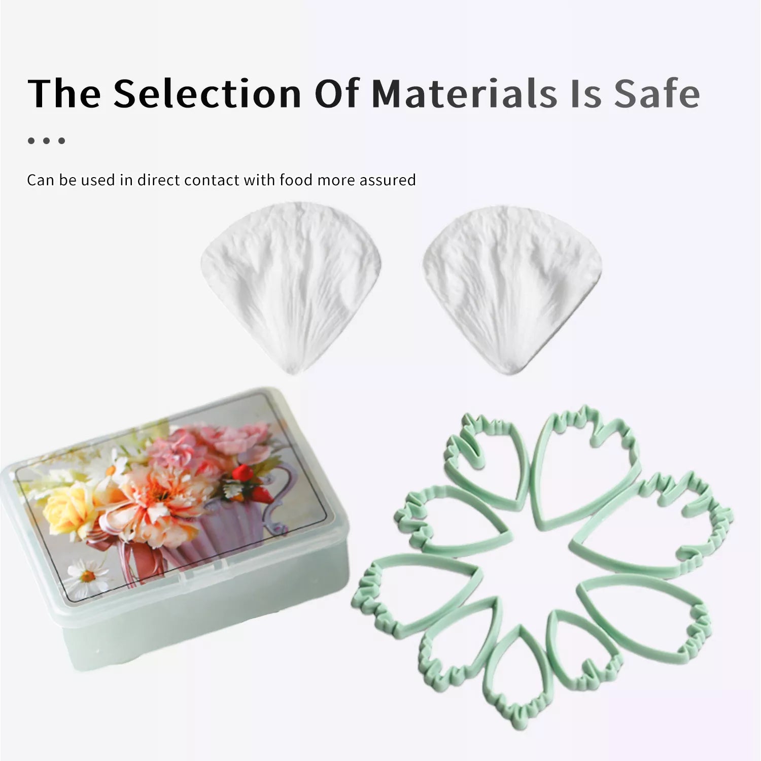 Realistic Peony Sugar Paste Cutting And Embossing Silicone Mold Set