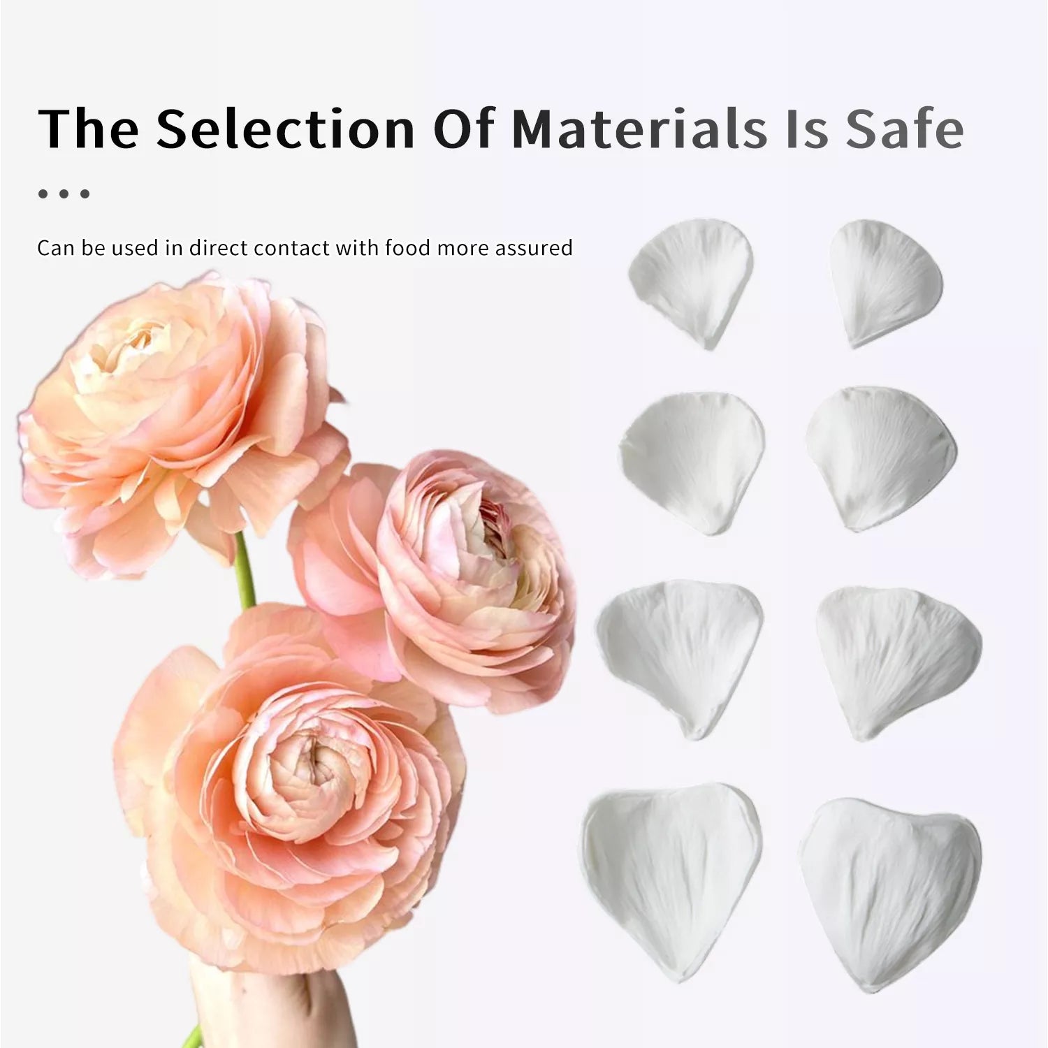 Realistic Ranunculus Leaf Sugar Paste Cutting And Embossing Silicone Mold Set