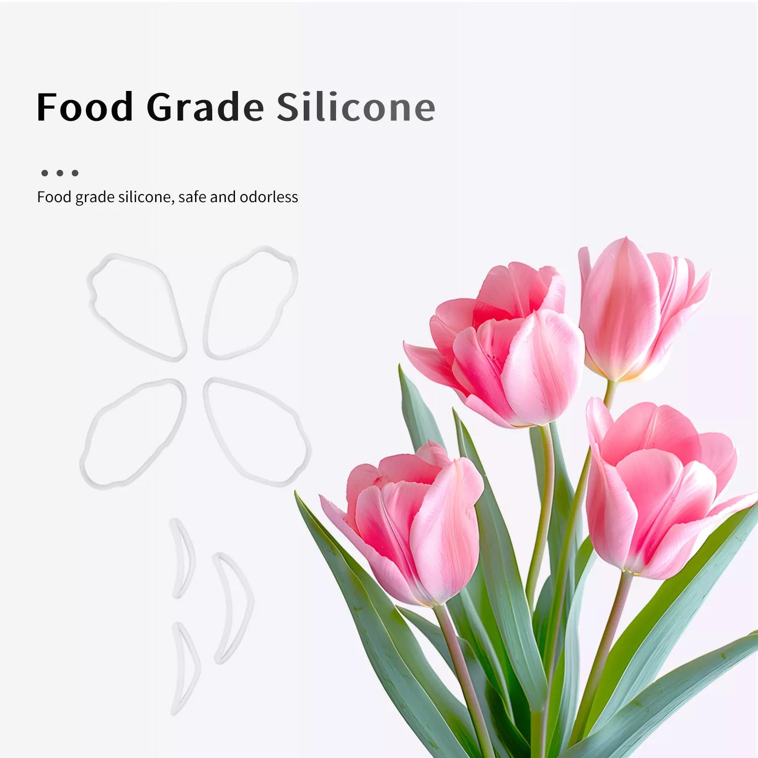 Realistic Tulip Sugar Paste Cutting And Embossing Silicone Mold Set