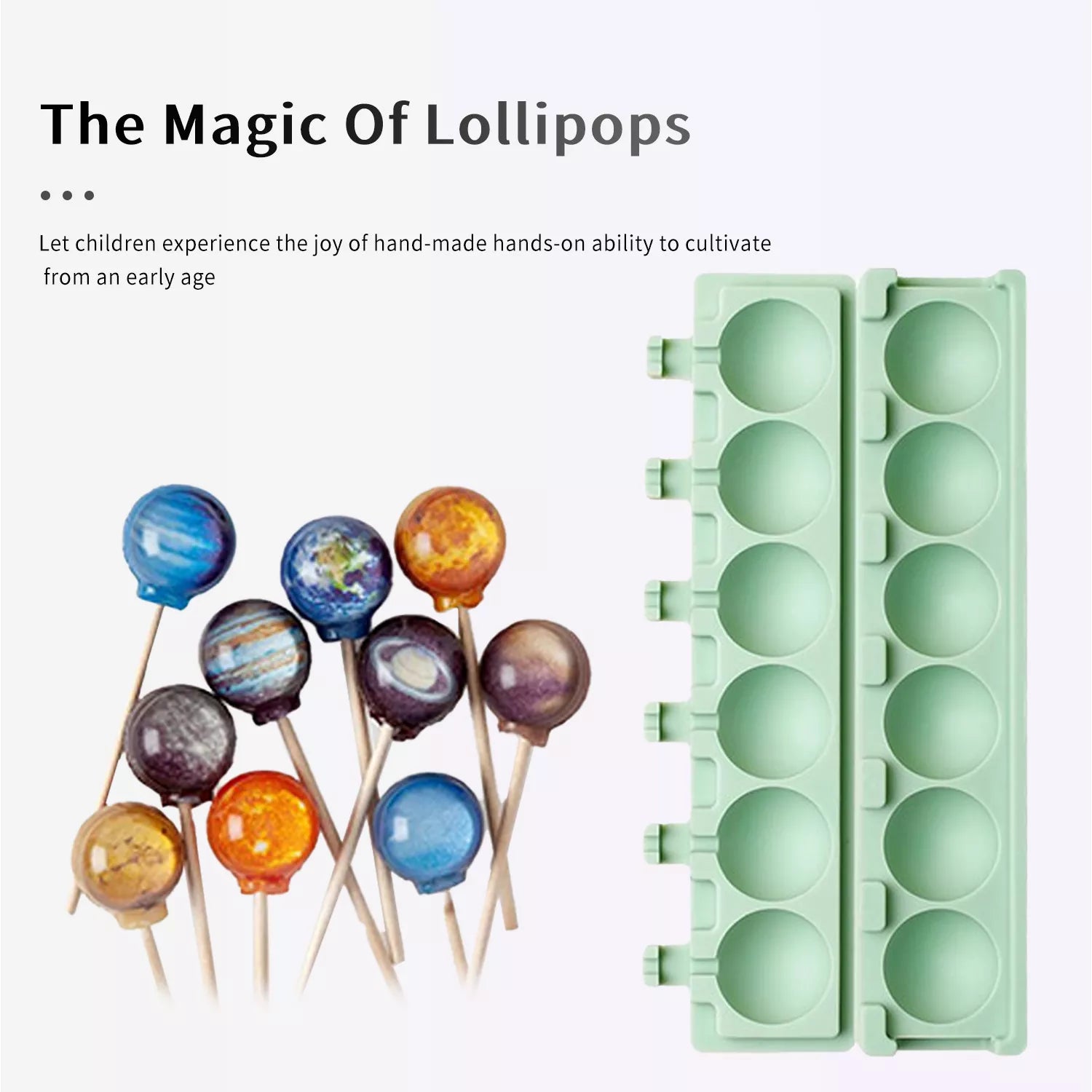 6-Cavity Round Ball Lollipop Silicone Mold
