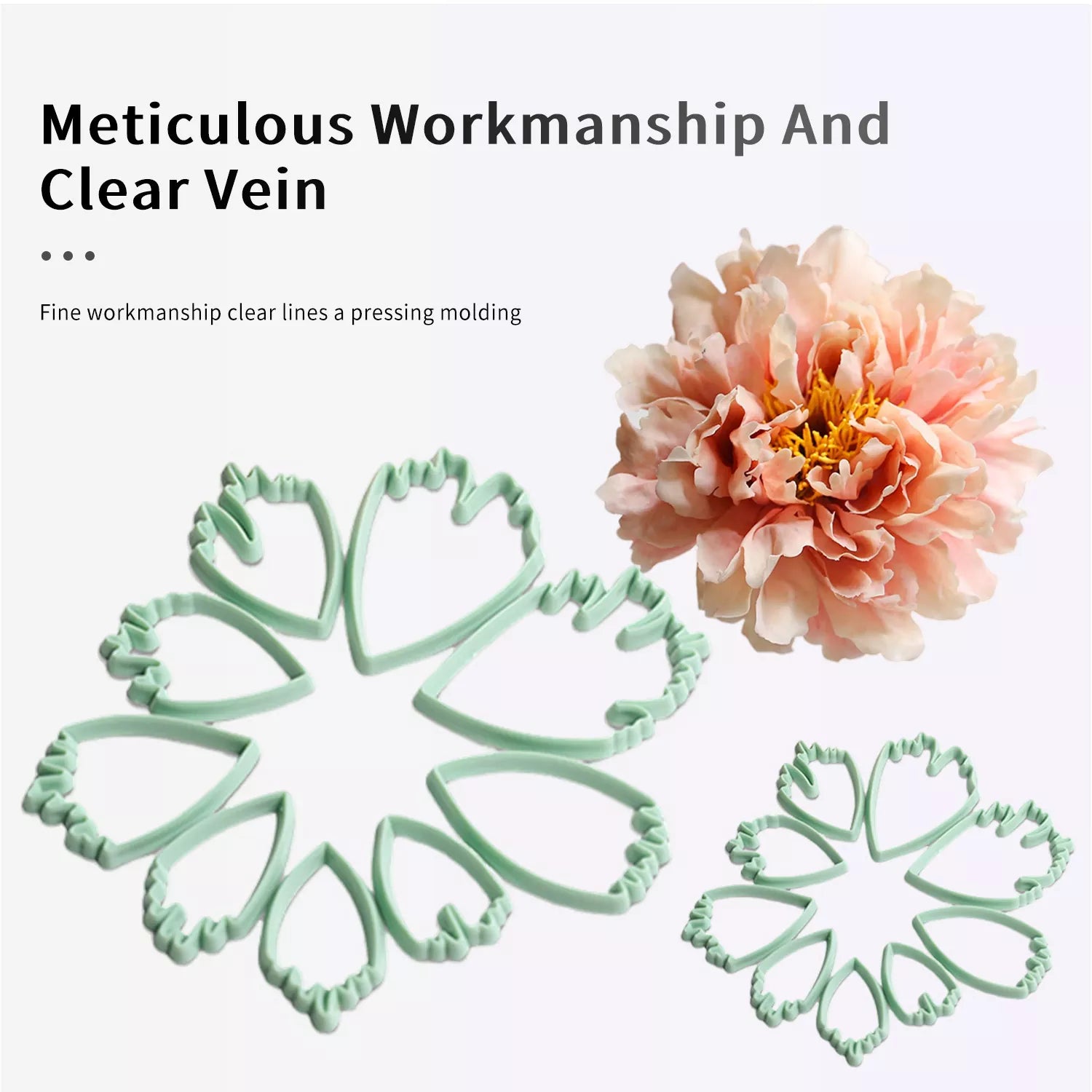 Realistic Peony Sugar Paste Cutting And Embossing Silicone Mold Set