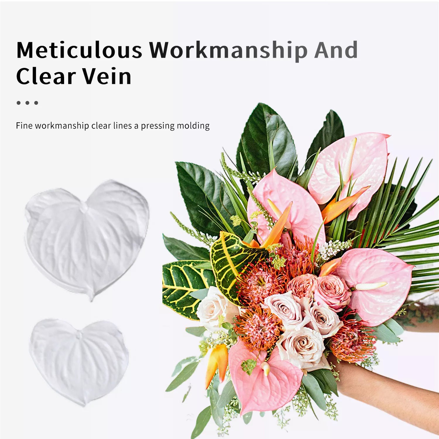 Realistic Anthurium Sugar Paste Cutting And Embossing Silicone Mold Set