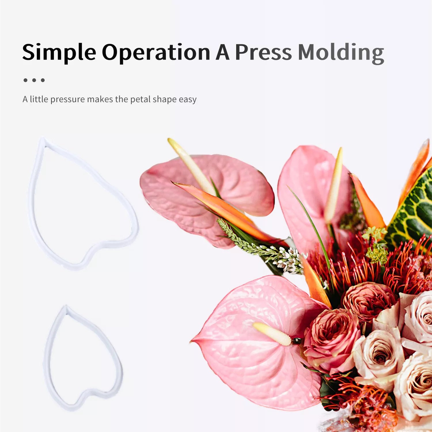 Realistic Anthurium Leaf Sugar Paste Cutting And Embossing Silicone Mold Set