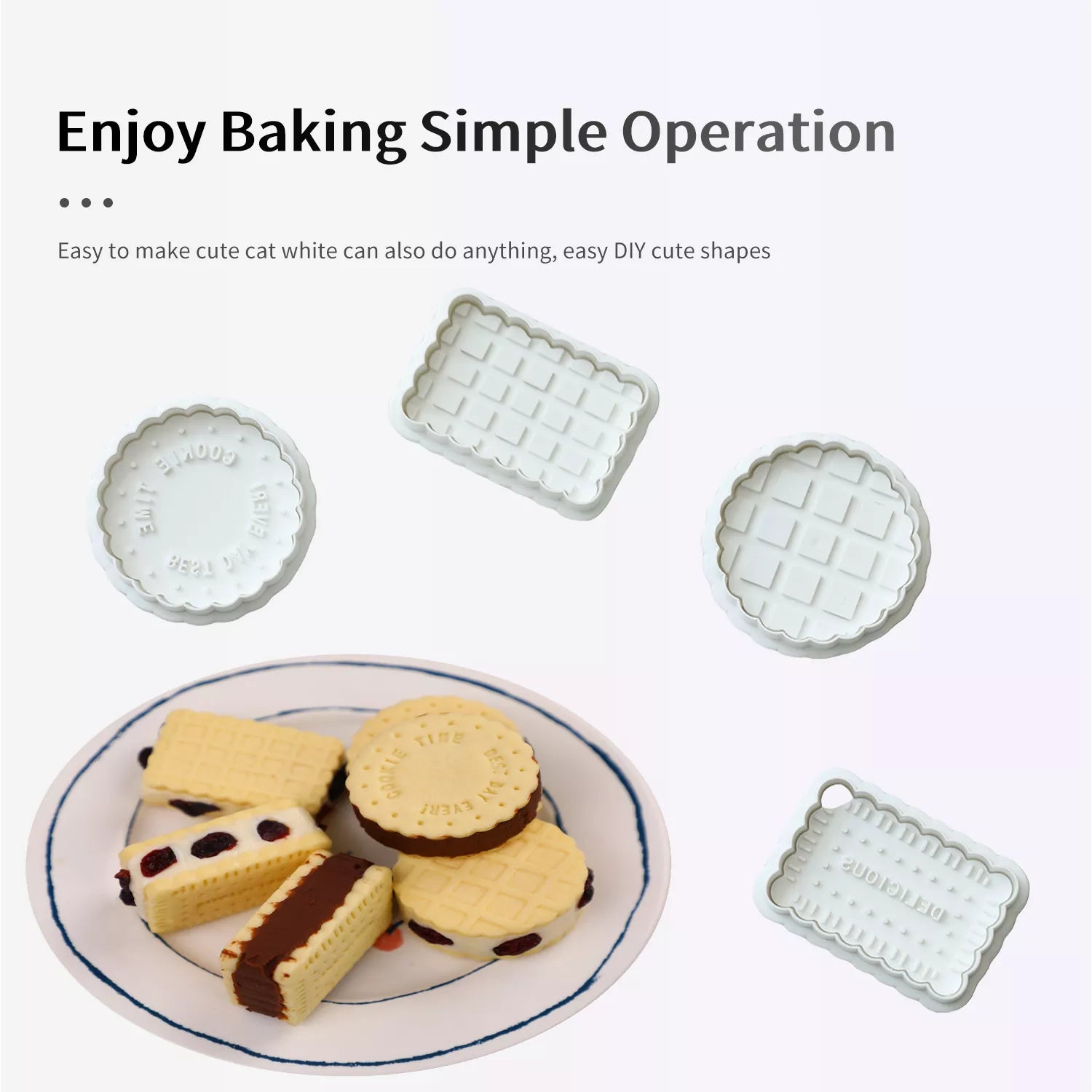 Japanese Style Cookie 4-Piece Cutter And Embossing Mold