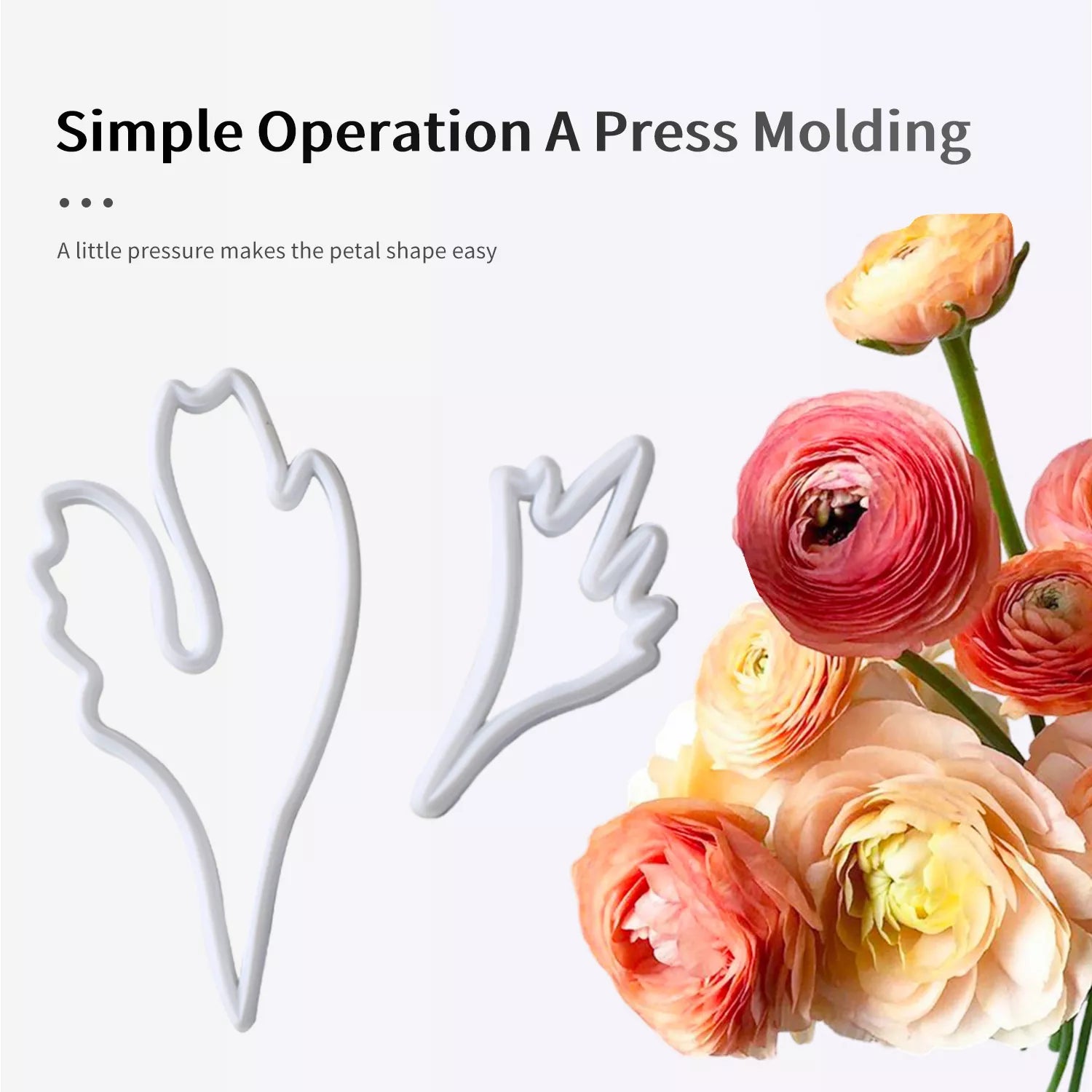Realistic Ranunculus Leaf Sugar Paste Cutting And Embossing Silicone Mold Set