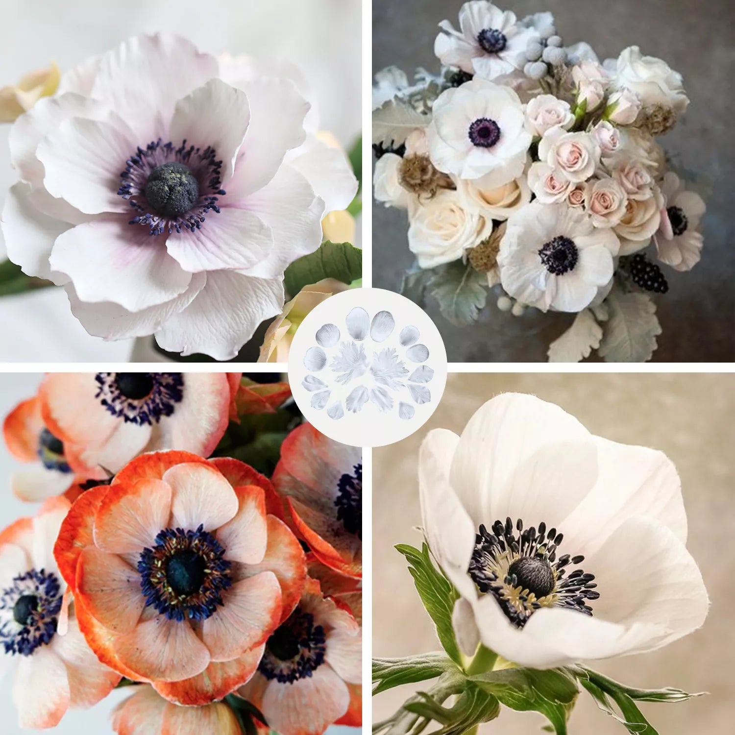 Realistic Anemone Sugar Paste Cutting And Embossing Silicone Mold Set