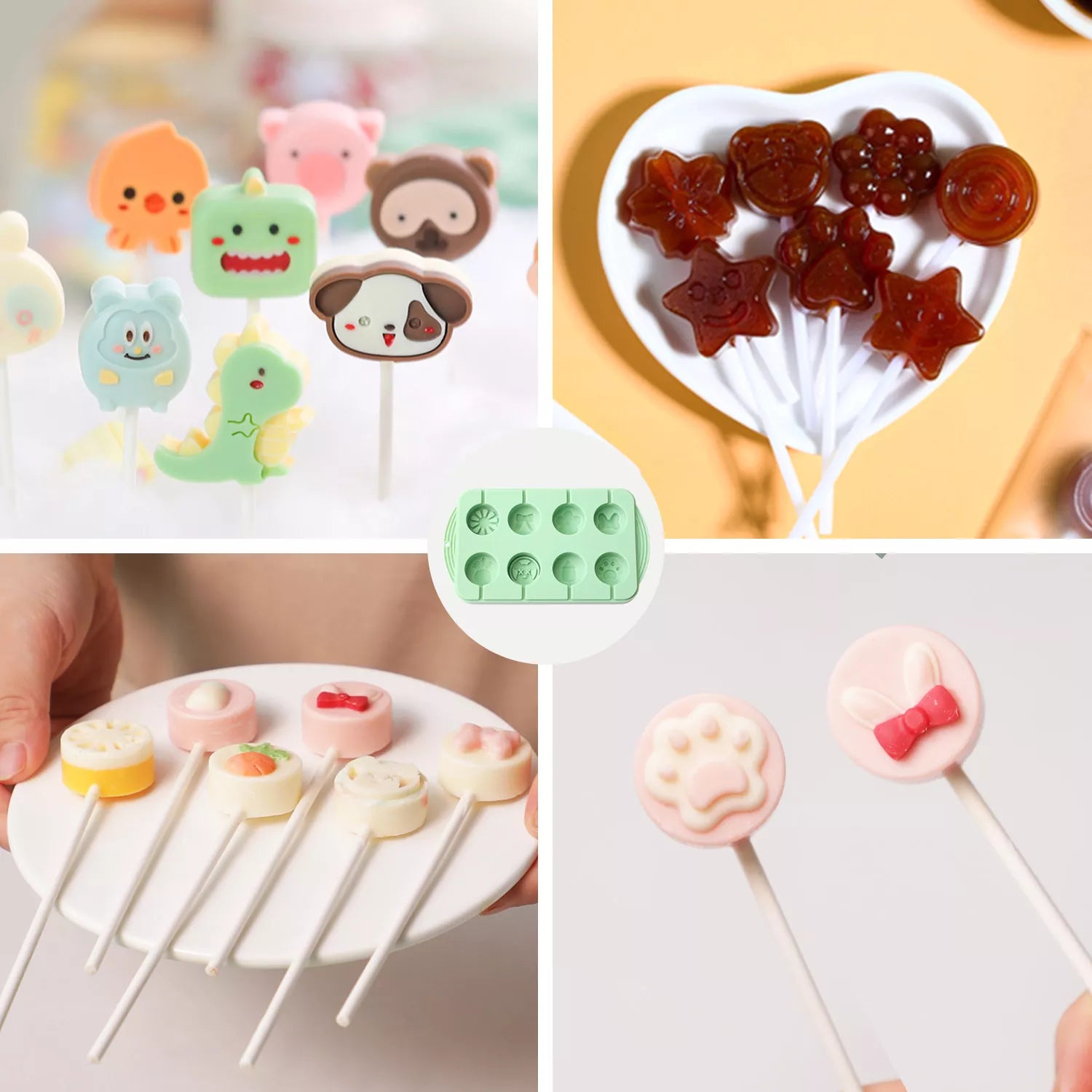 6-Cavity Circular Lollipop Silicone Mold
