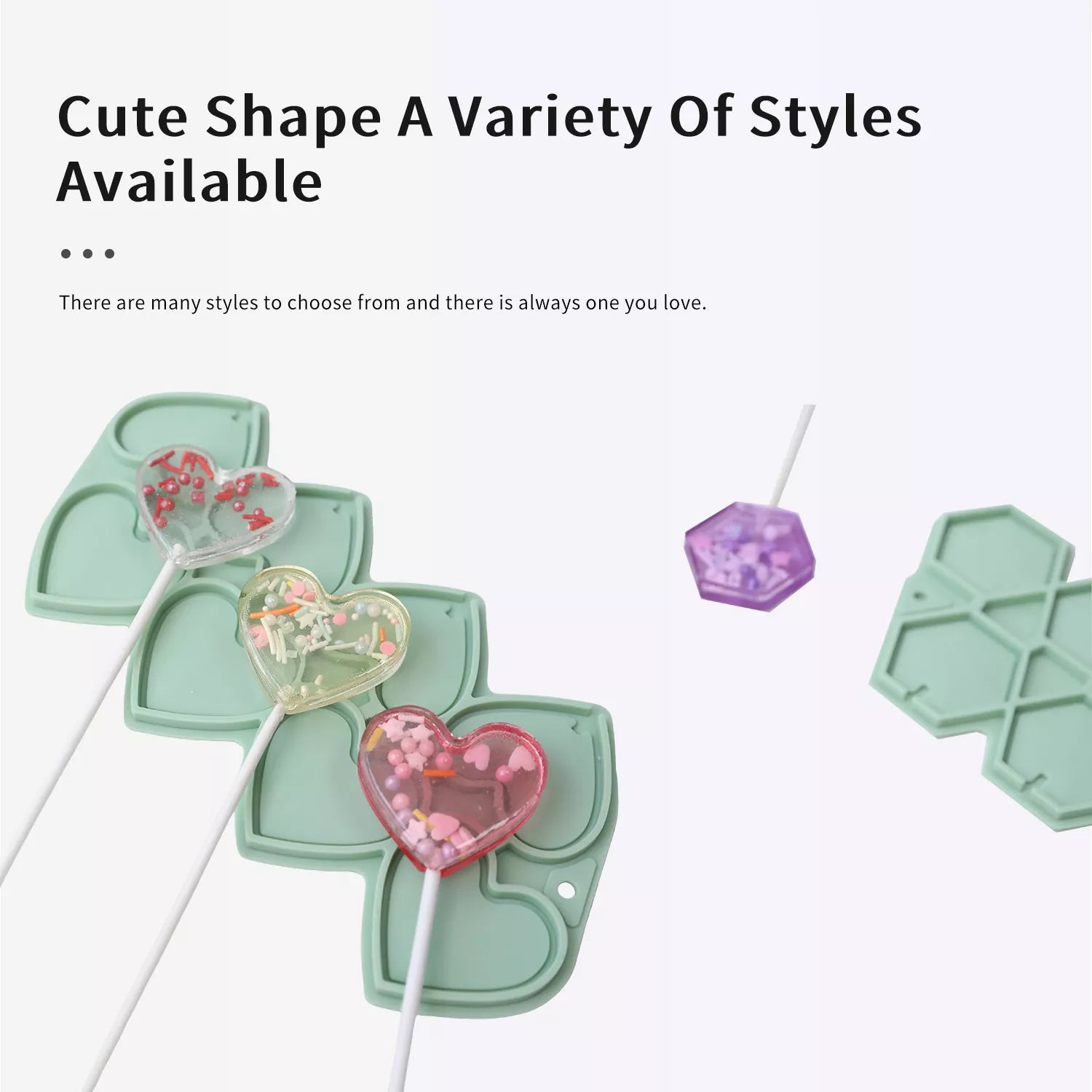 Heart-shaped, Hexagonal, Mouse, Circular Lollipop Silicone Mold with Upper and Lower Covers