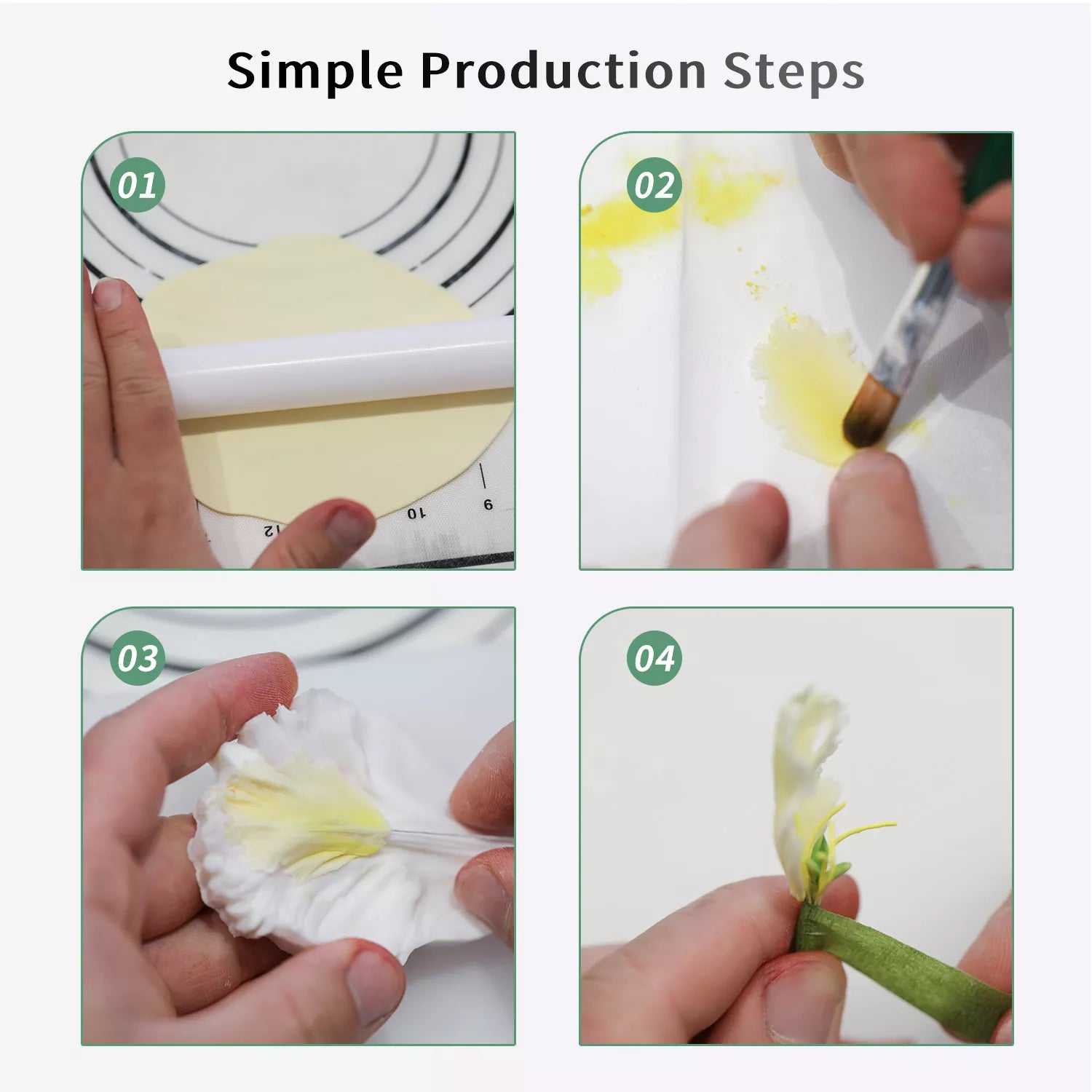 Realistic Narcissus and Alstroemeria Leaf Sugar Paste Cutting And Embossing Silicone Mold Set