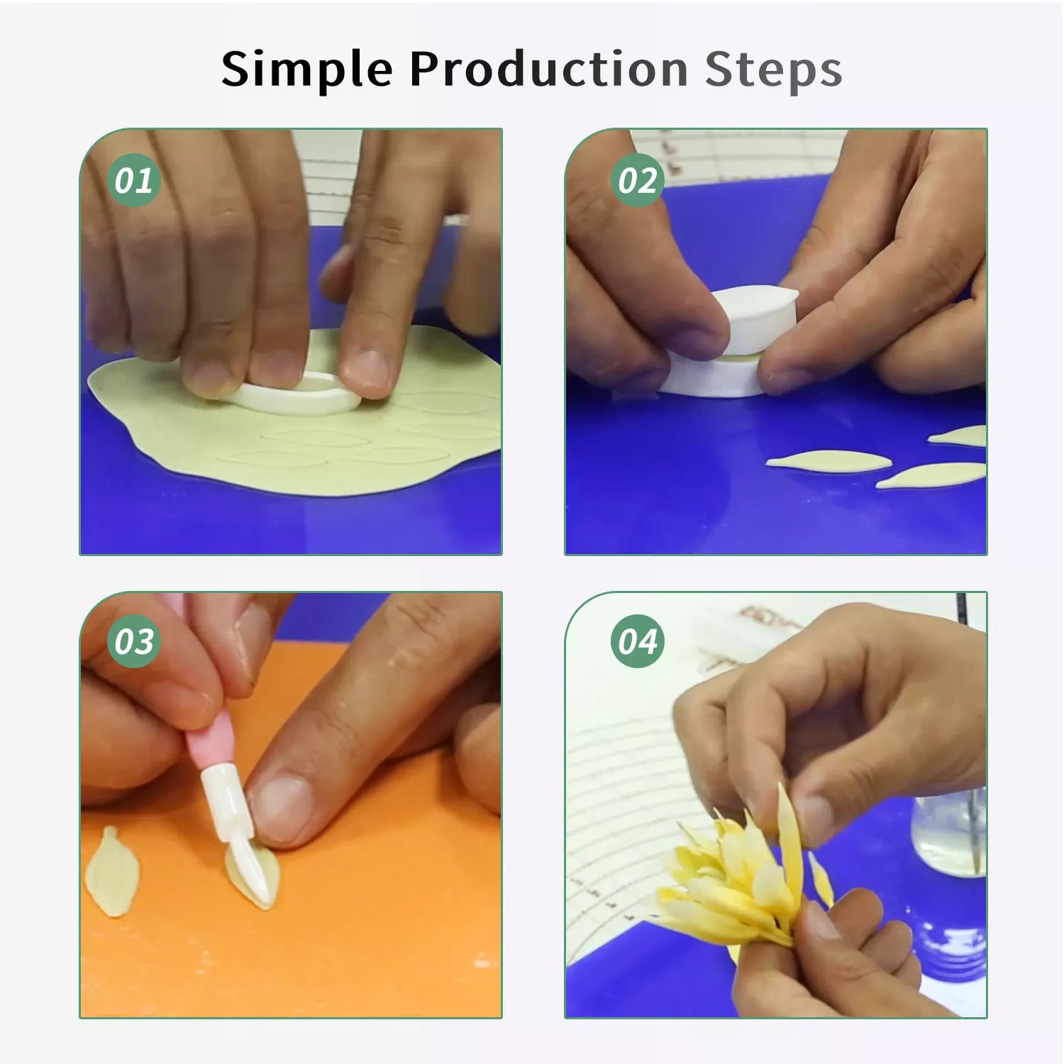 Realistic Dahlia Sugar Paste Cutting And Embossing Silicone Mold Set