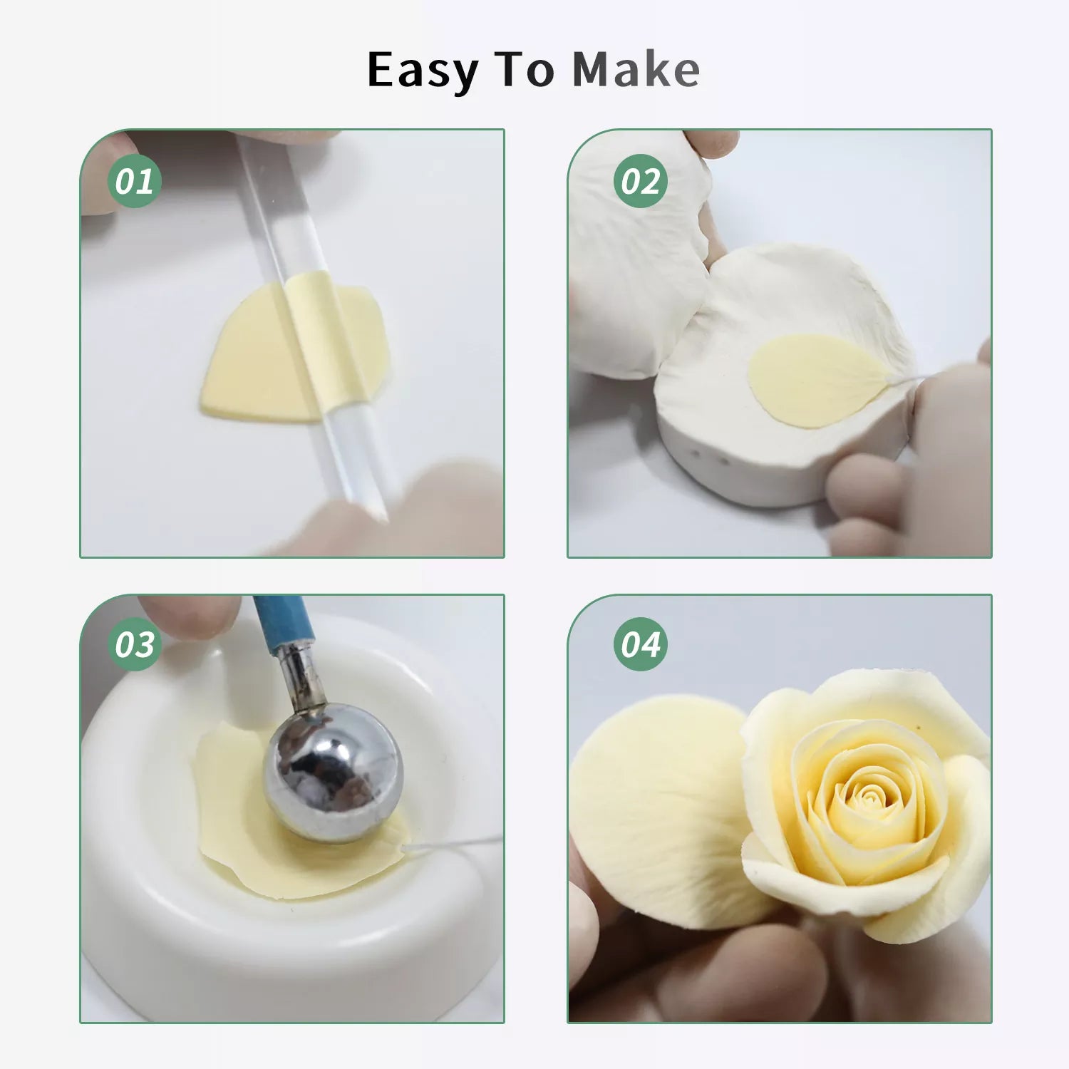 Realistic Small Rose Sugar Paste Cutting And Embossing Silicone Mold Set