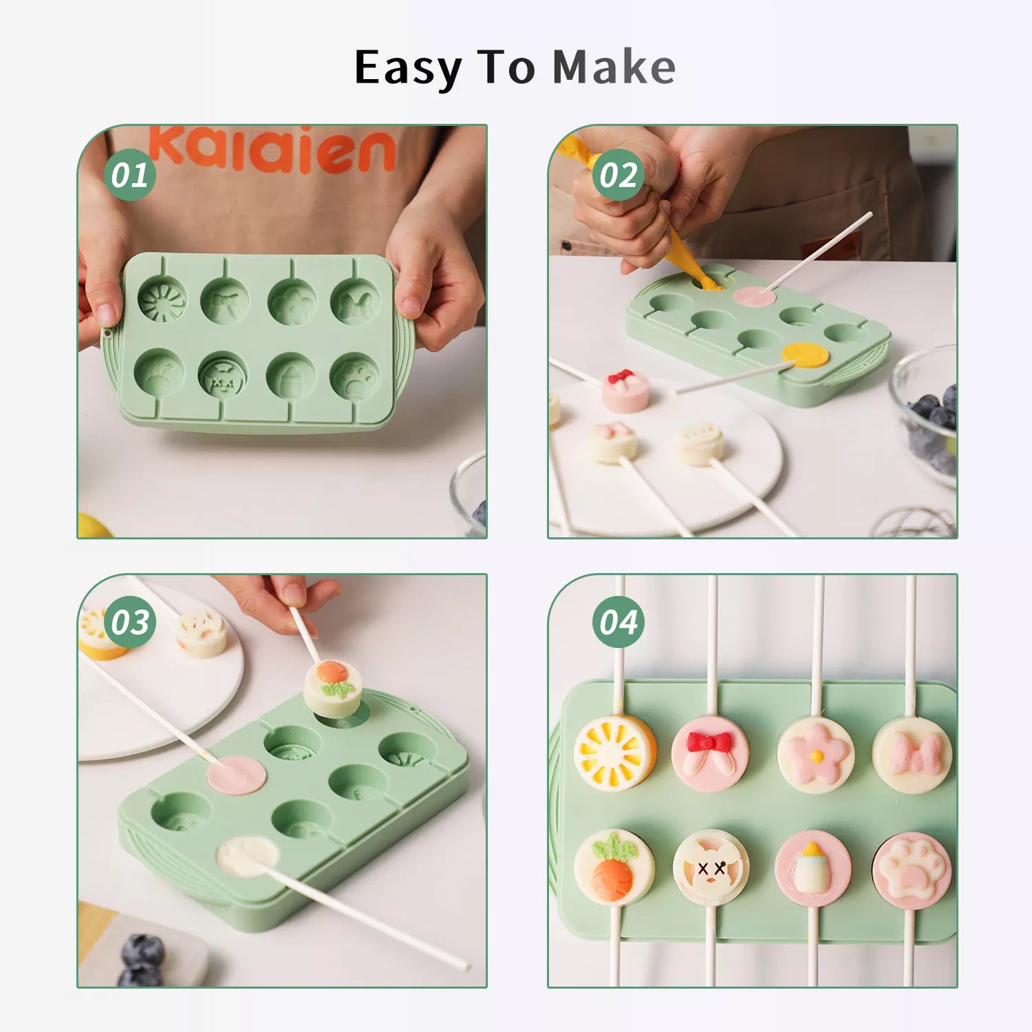 6-Cavity Circular Lollipop Silicone Mold