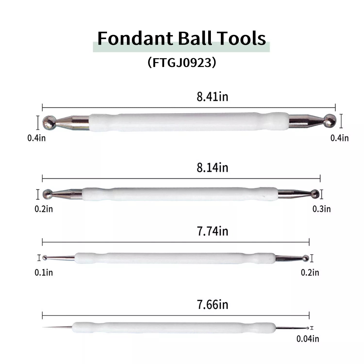 White Stainless Steel Ball Cutter Set of 4