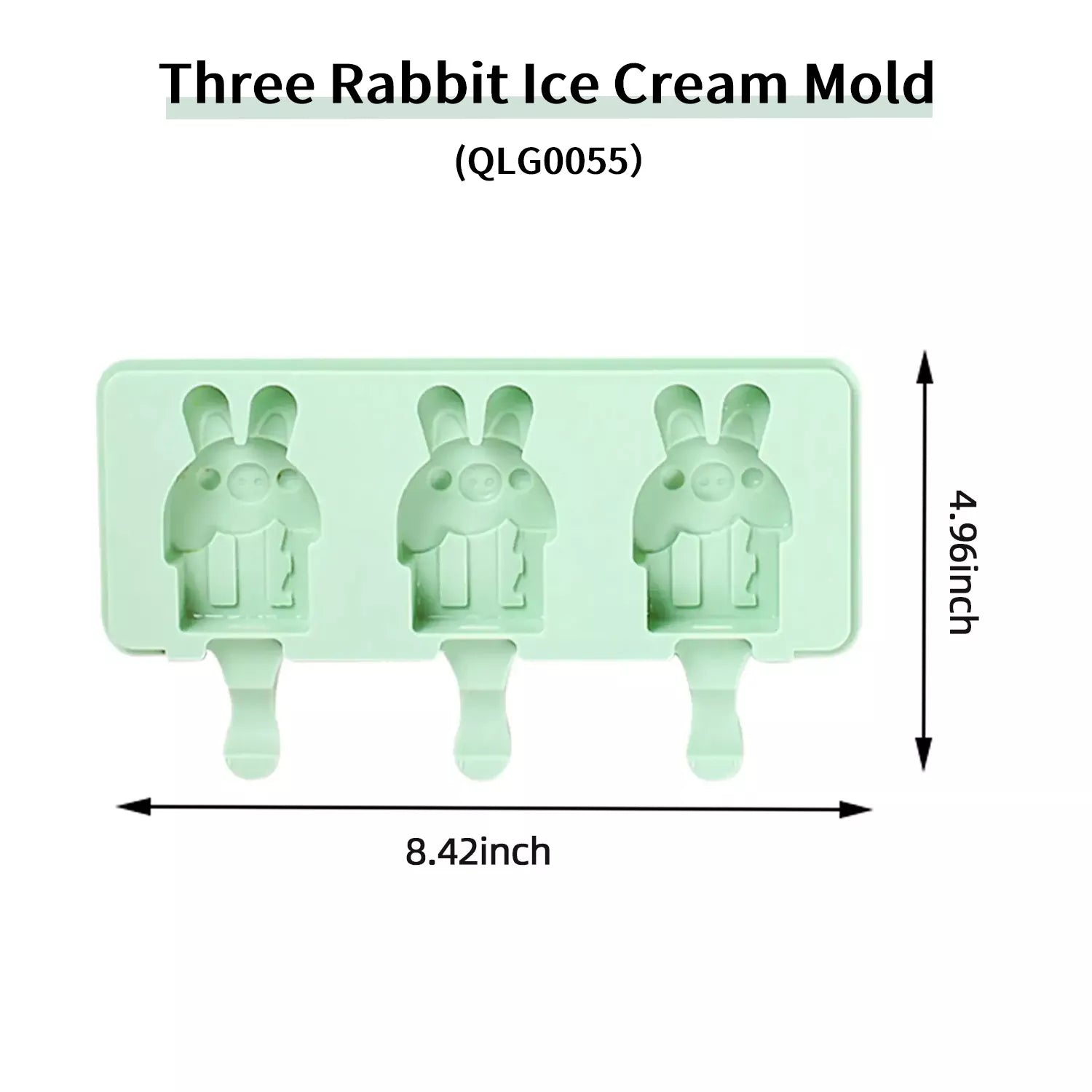 3-Cavity Cartoon Animal Ice Cream Silicone Mold