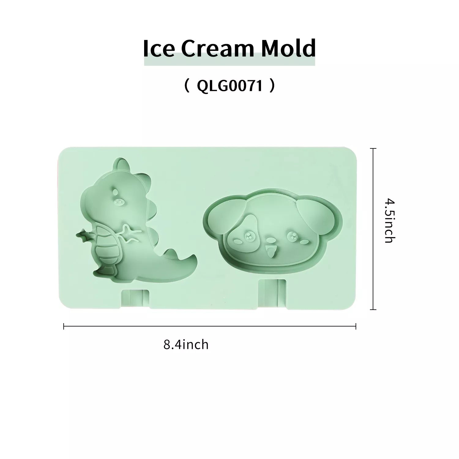 2-Cavity Cartoon Animal Ice Cream Silicone Mold