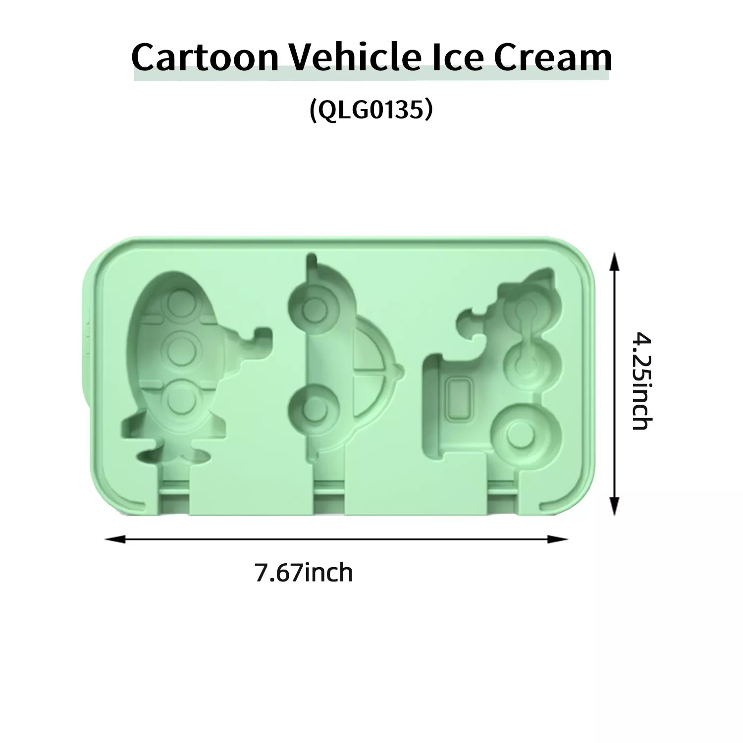 3-Cavity Cartoon Animal Ice Cream Silicone Mold