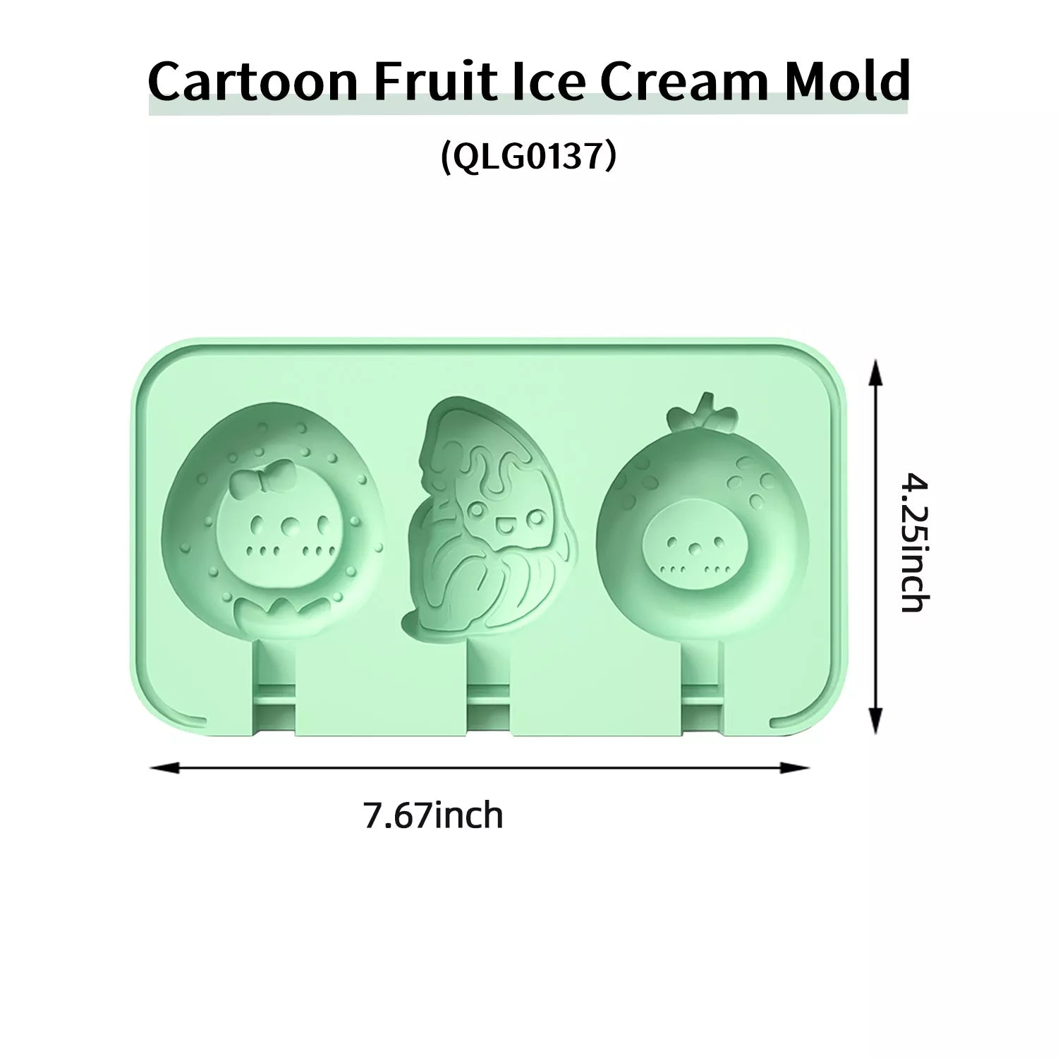 3-Cavity Cartoon Animal Ice Cream Silicone Mold