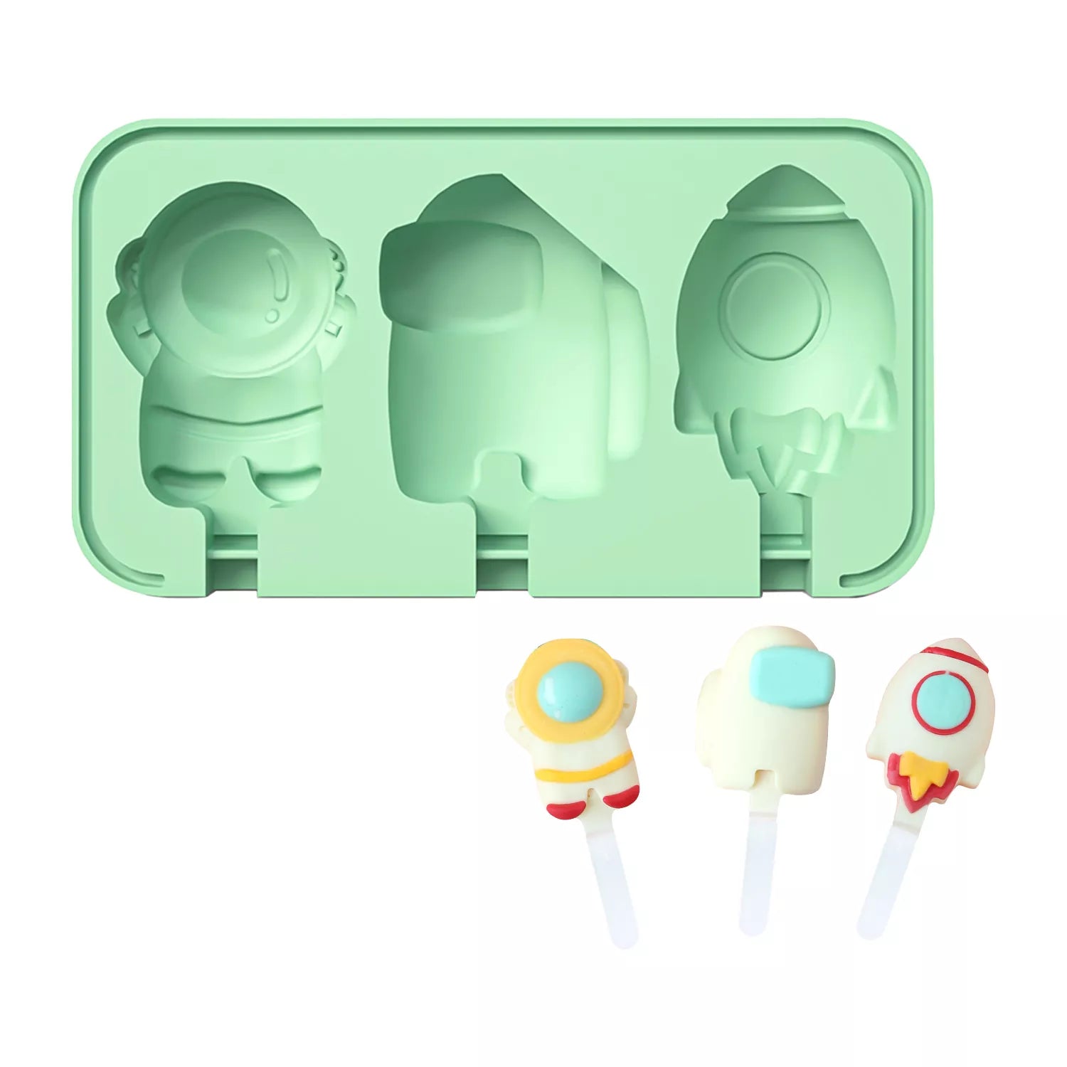 3-Cavity Cartoon Animal Ice Cream Silicone Mold