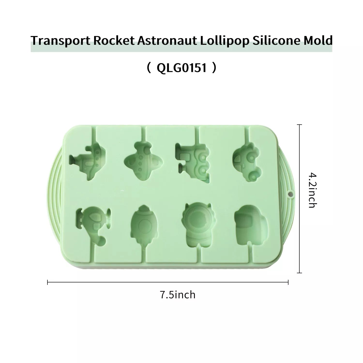 Traffic, Rocket, Astronaut 8-Connected Lollipop Silicone Mold