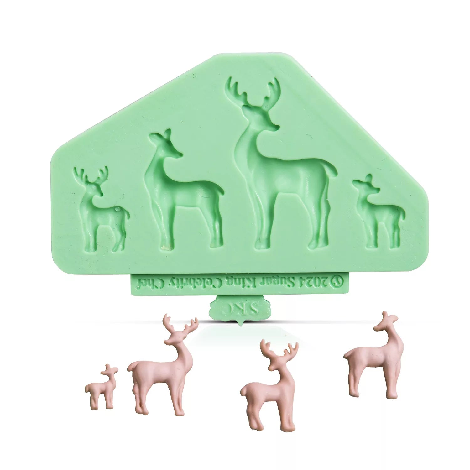 Christmas Tree, House, Deer, Santa Claus Set Silicone Mold