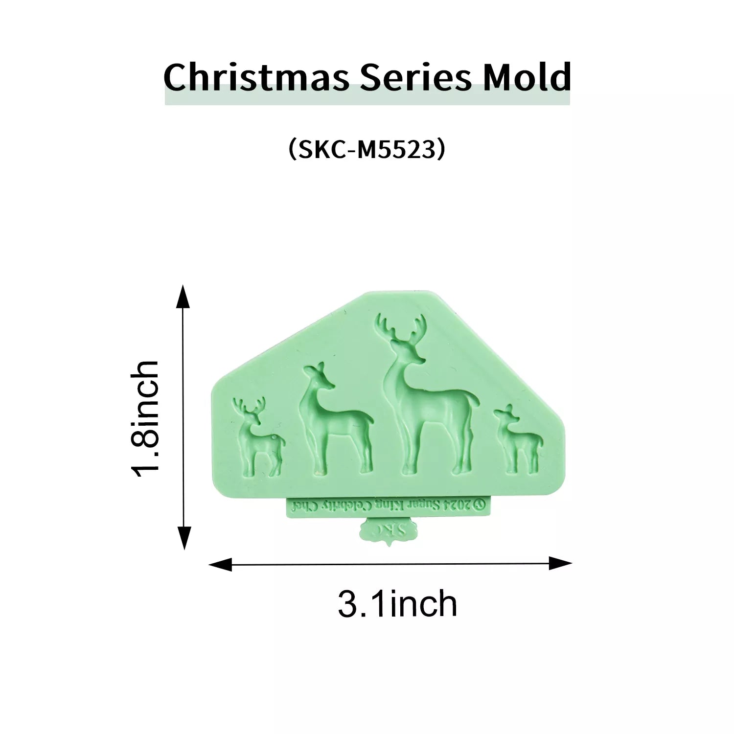 Christmas Tree, House, Deer, Santa Claus Set Silicone Mold