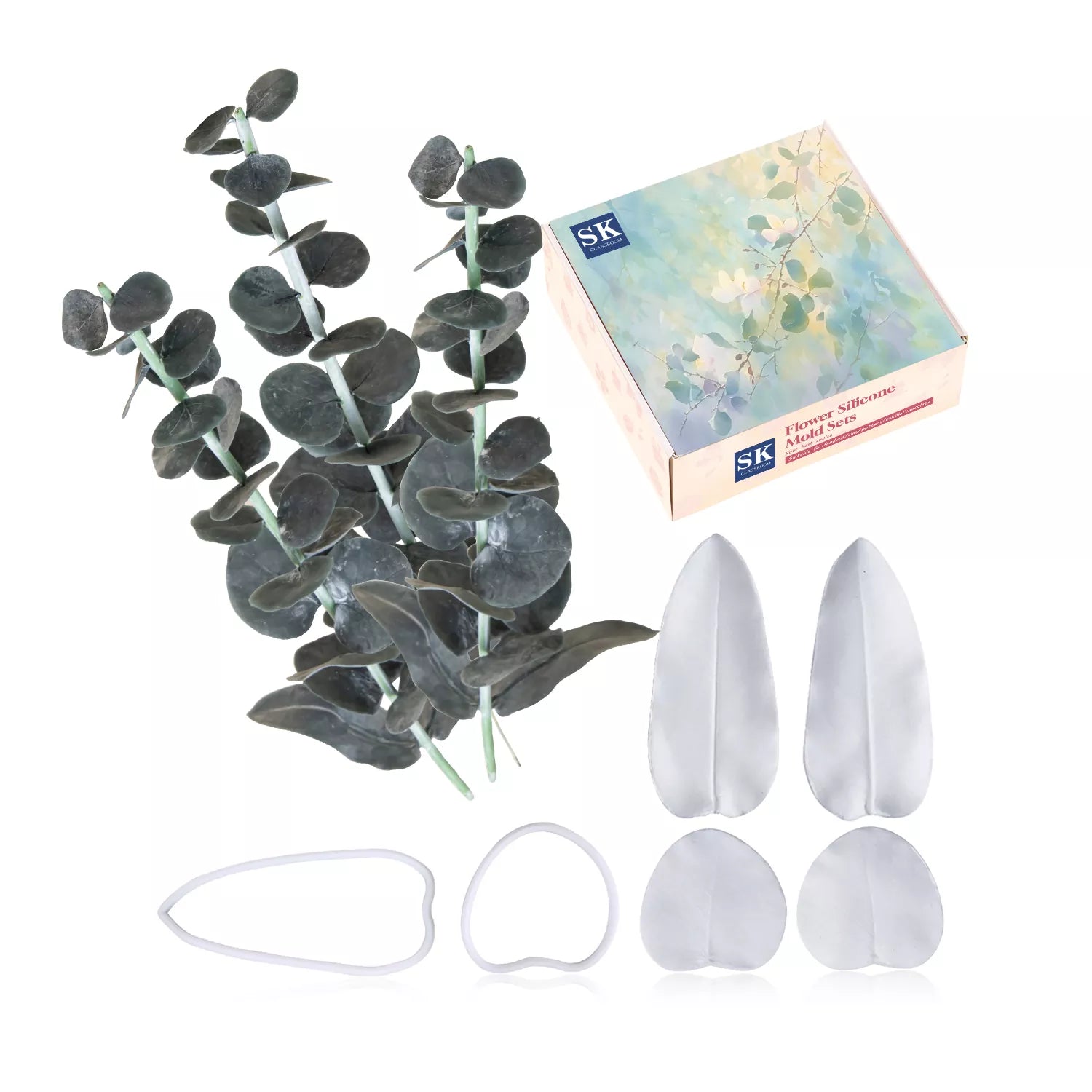 Realistic Eucalyptus Leaf Sugar Paste Cutting And Embossing Silicone Mold Set