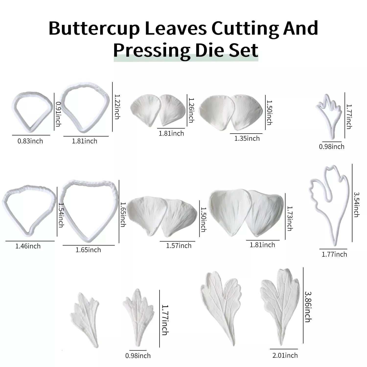 Realistic Ranunculus Leaf Sugar Paste Cutting And Embossing Silicone Mold Set