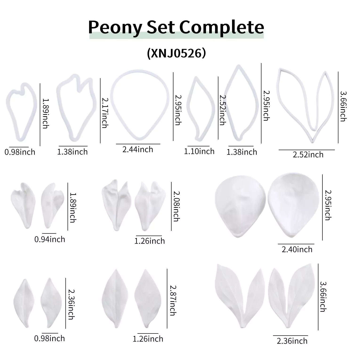 Realistic Peony Sugar Paste Cutting And Embossing Silicone Mold Set