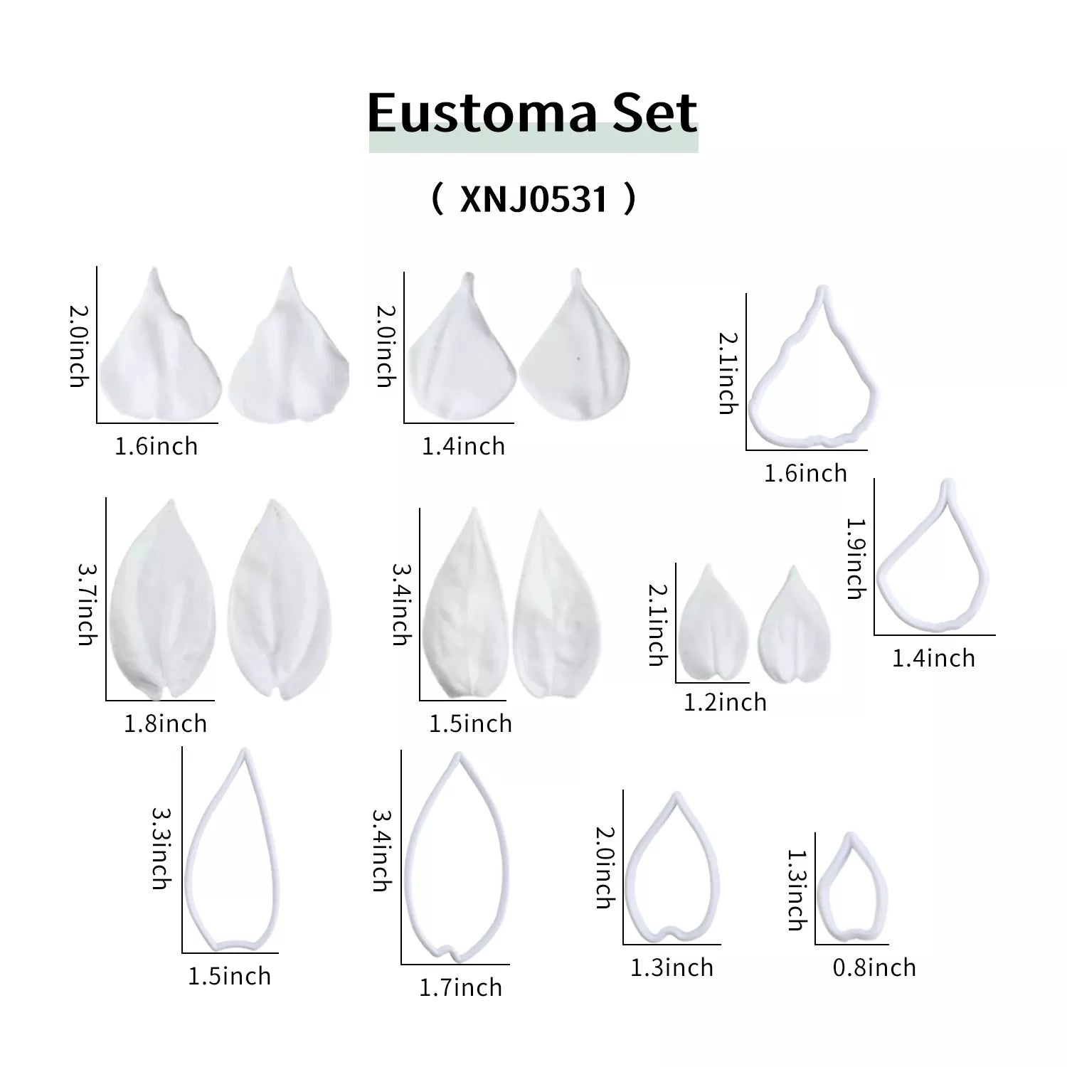 Realistic Eustoma Sugar Paste Cutting And Embossing Silicone Mold Set