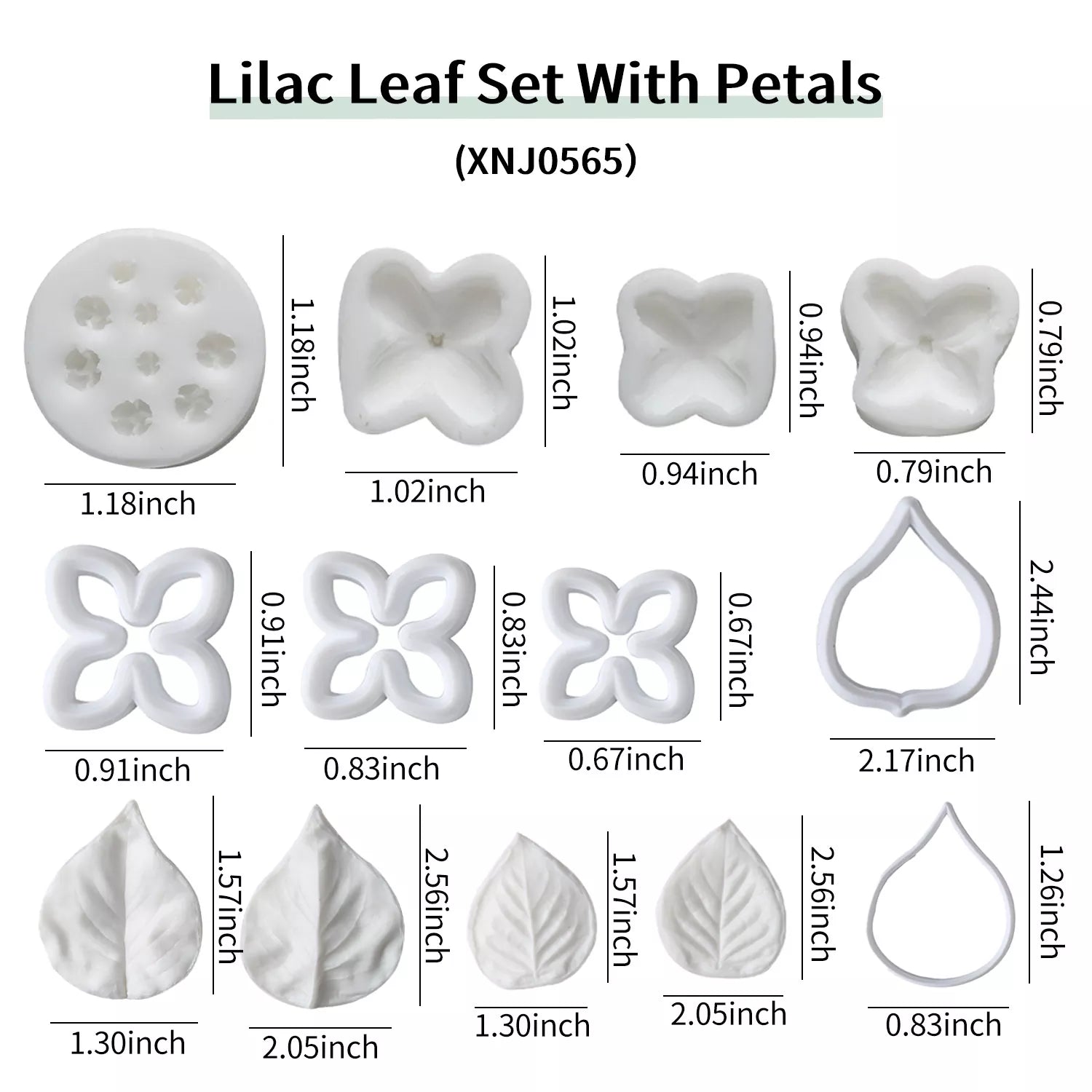 Realistic Lilac Petal and Leaf Sugar Paste Cutting And Embossing Silicone Mold Set
