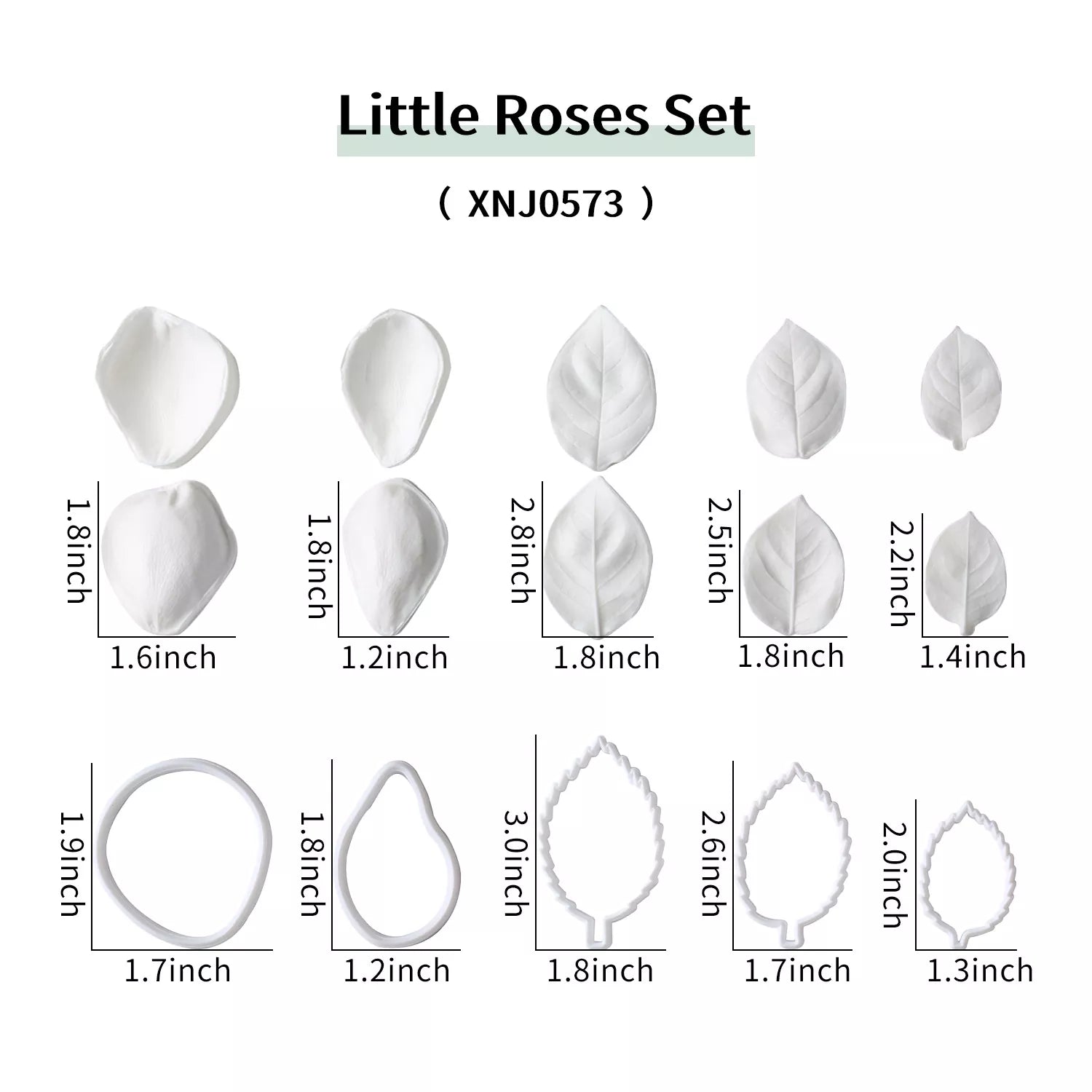 Realistic Small Rose Sugar Paste Cutting And Embossing Silicone Mold Set